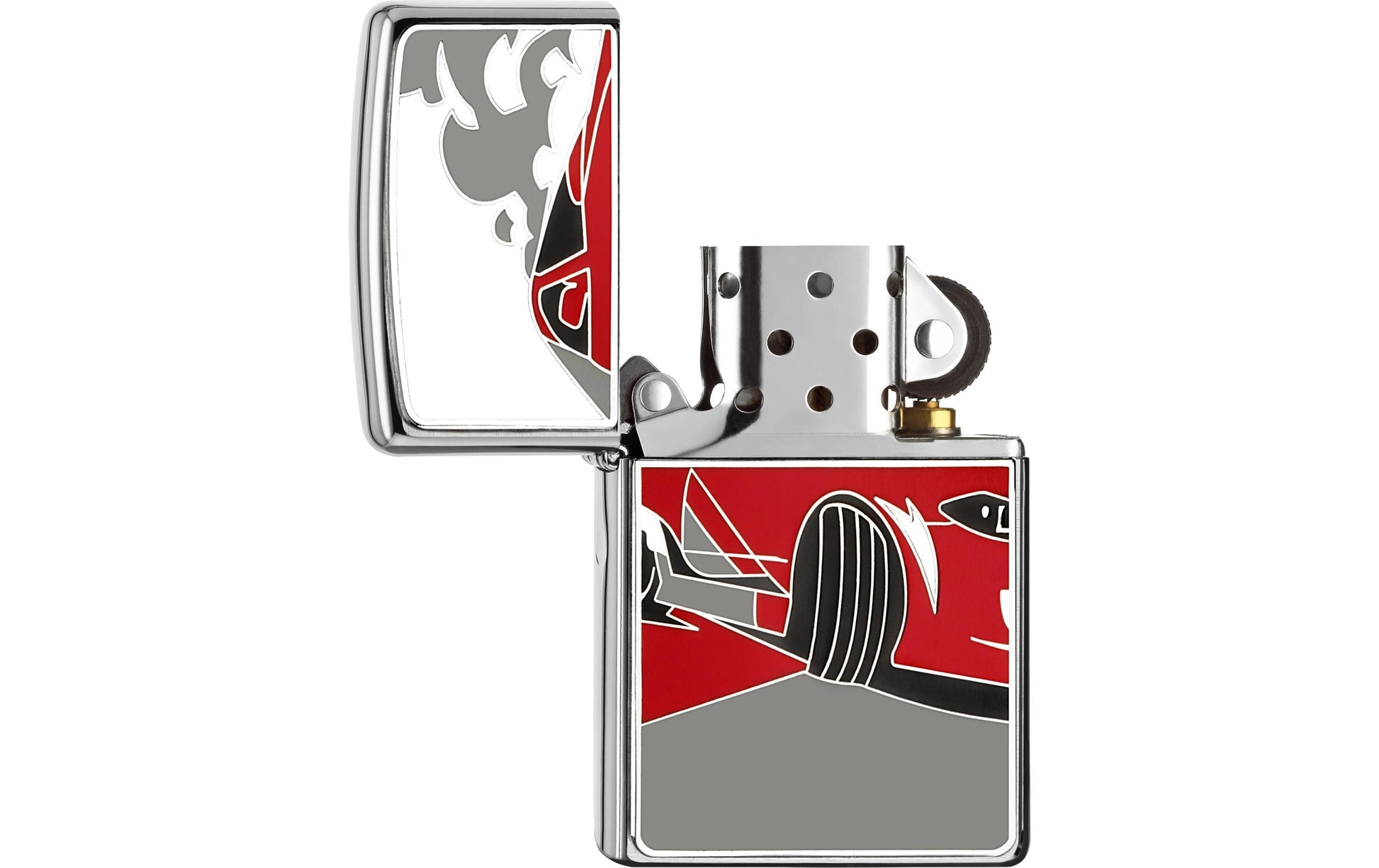 Zippo Feuerzeug, Metall, 6 × 8,5 × 2 cm, Rot/Silber