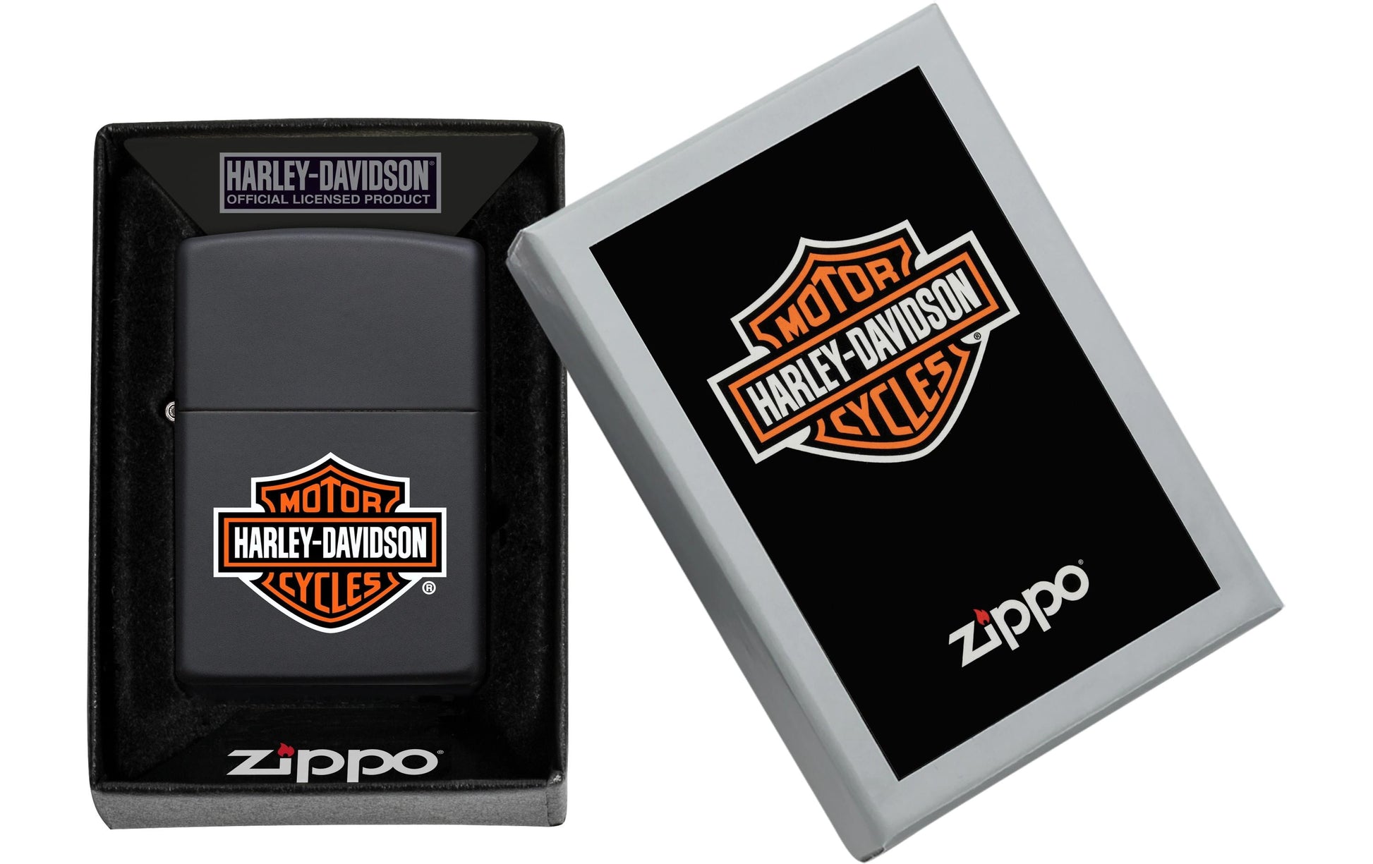 Zippo Feuerzeug H-D Bar & Shield – Schwarz – 6 × 8,5 × 2 cm – Edelstahl