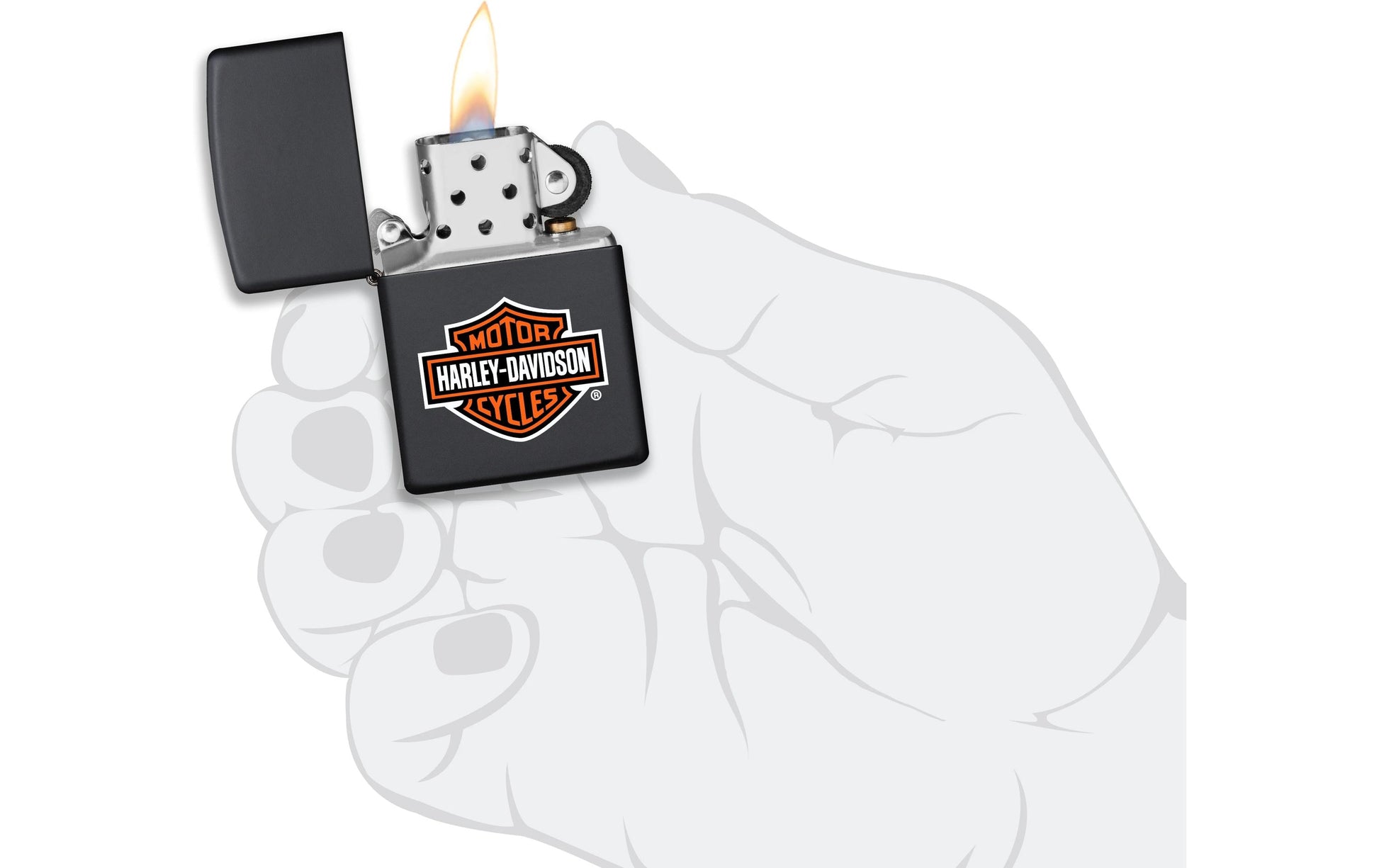 Zippo Feuerzeug H-D Bar & Shield – Schwarz – 6 × 8,5 × 2 cm – Edelstahl