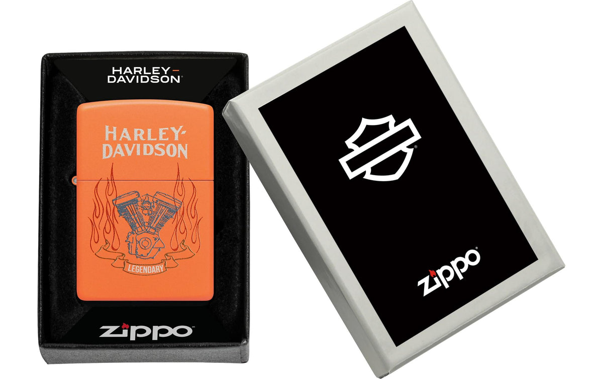 Zippo Harley Davidson Feuerzeug – Orange – 6 × 2 cm – Metall