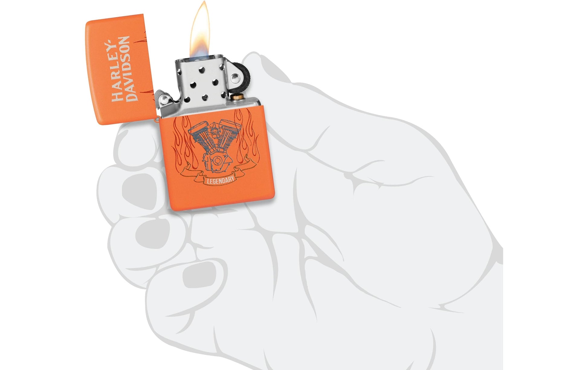 Zippo Harley Davidson Feuerzeug – Orange – 6 × 2 cm – Metall