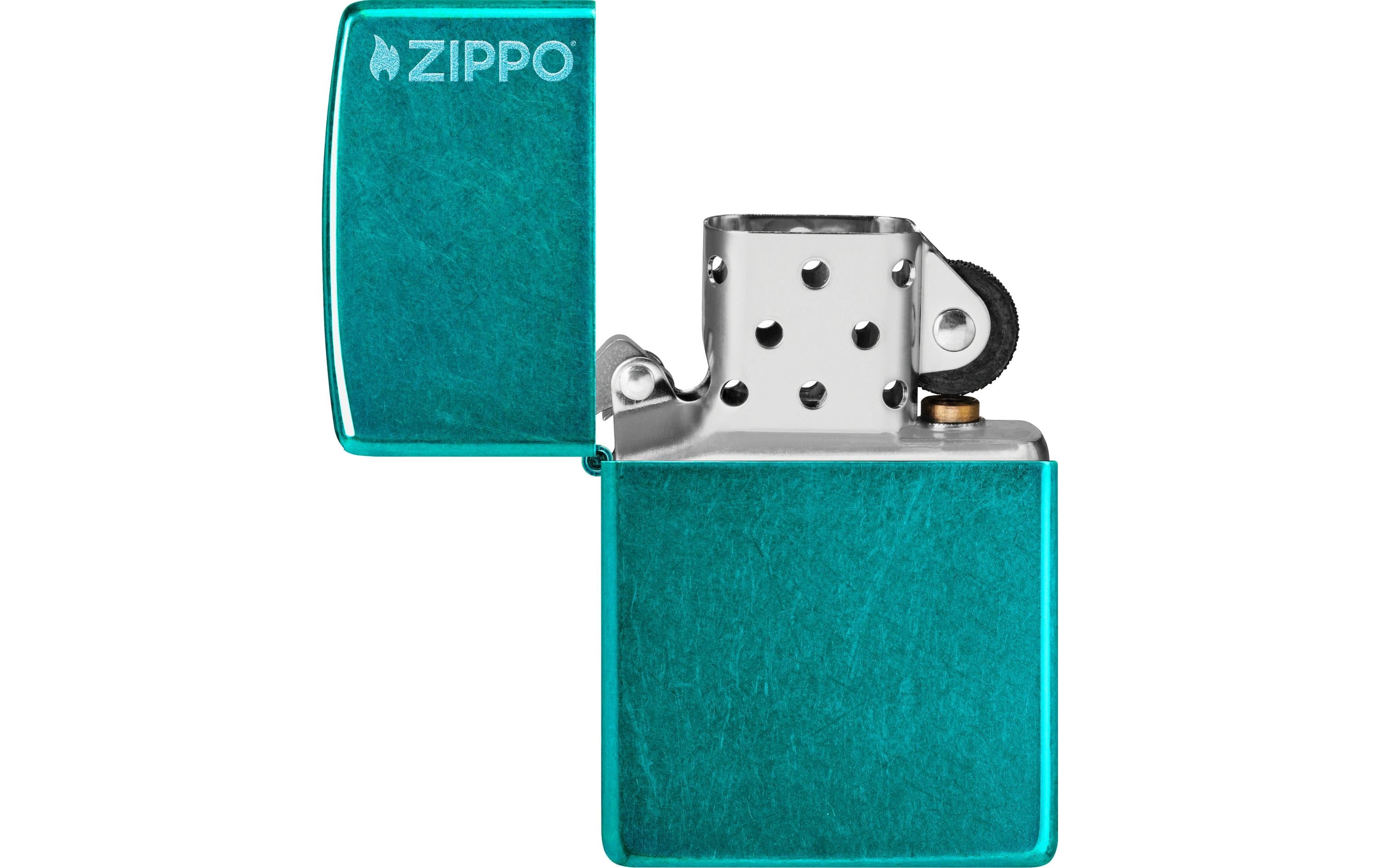 Zippo Feuerzeug – türkis, Metall – 60 × 20 × 85 mm, 80 g – Candy Teal, mit Logo