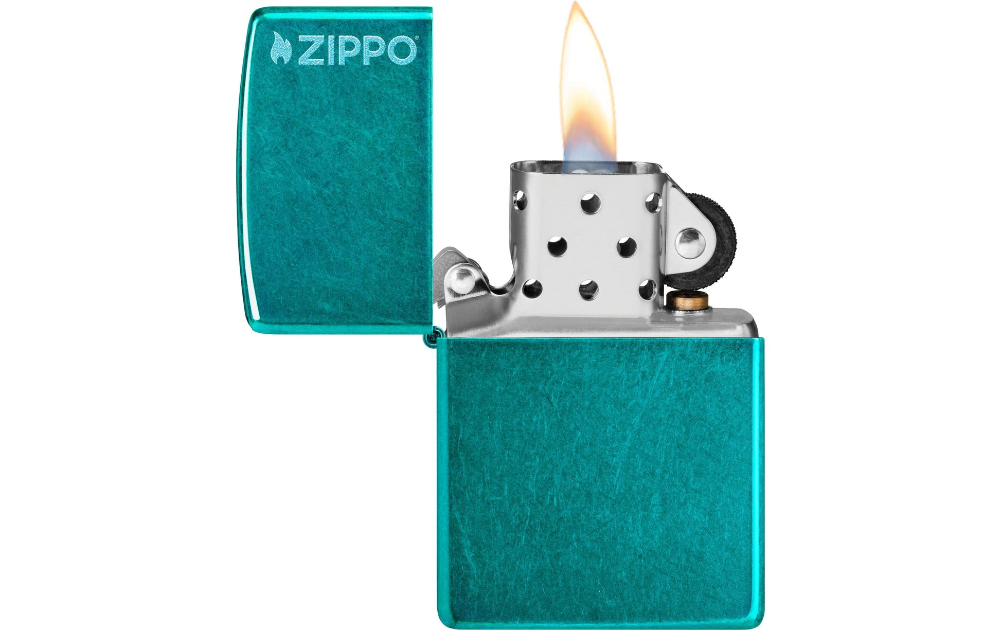 Zippo Feuerzeug – türkis, Metall – 60 × 20 × 85 mm, 80 g – Candy Teal, mit Logo