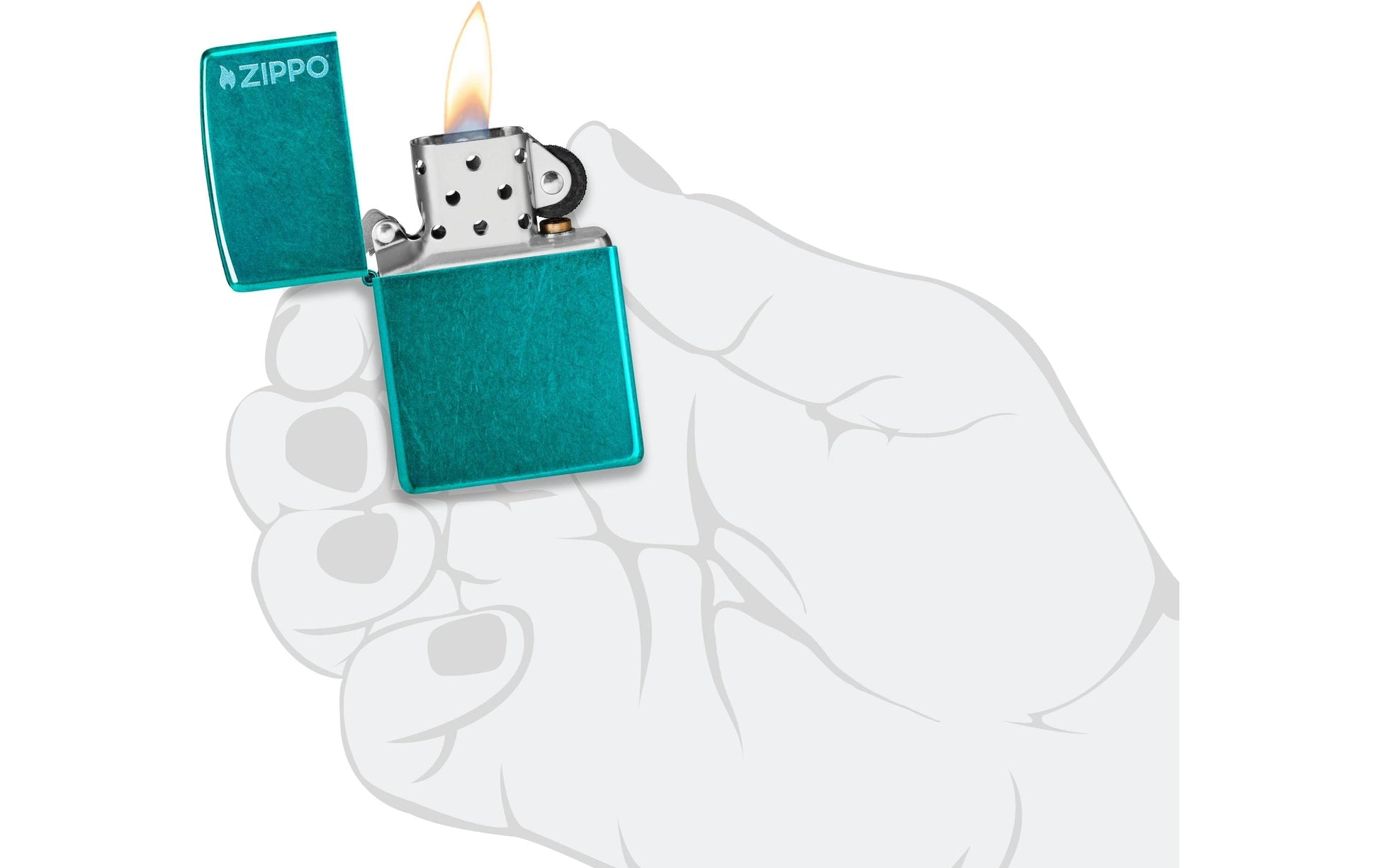 Zippo Feuerzeug – türkis, Metall – 60 × 20 × 85 mm, 80 g – Candy Teal, mit Logo