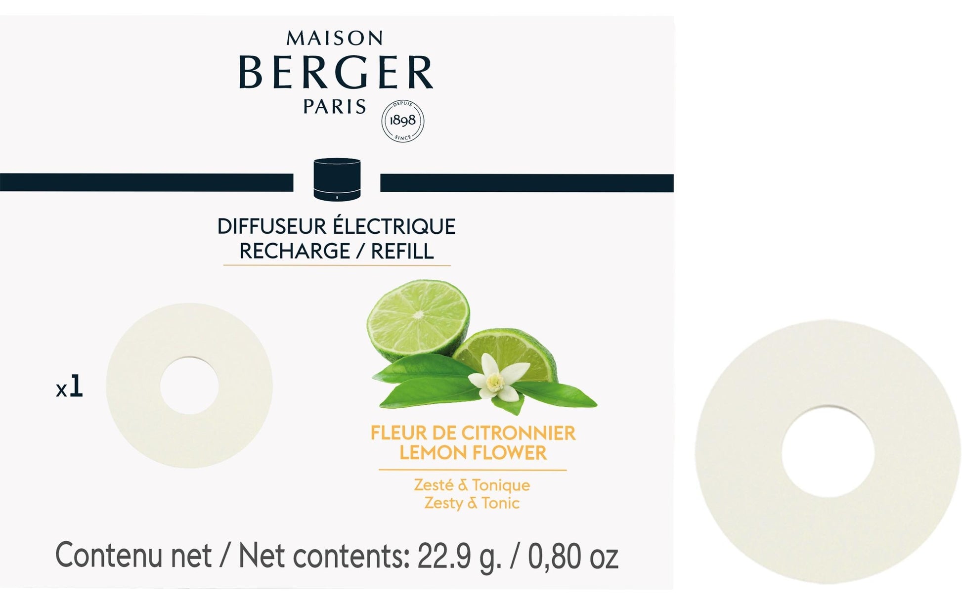 Maison Berger Paris Lemon Blossom – Duftkartusche für tragbare elektrische Diffusoren