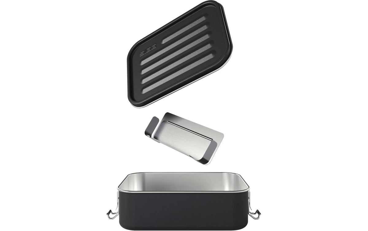 SIGG Lunchbox 1,1 l, 14,3 × 6,4 × 19,3 cm, Edelstahl/Silikon, Schwarz