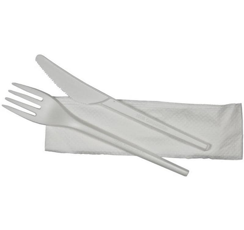 Webstar Besteck-Set 3-teilig, CPLA – 16,6 cm – weiss – 50 Stk.