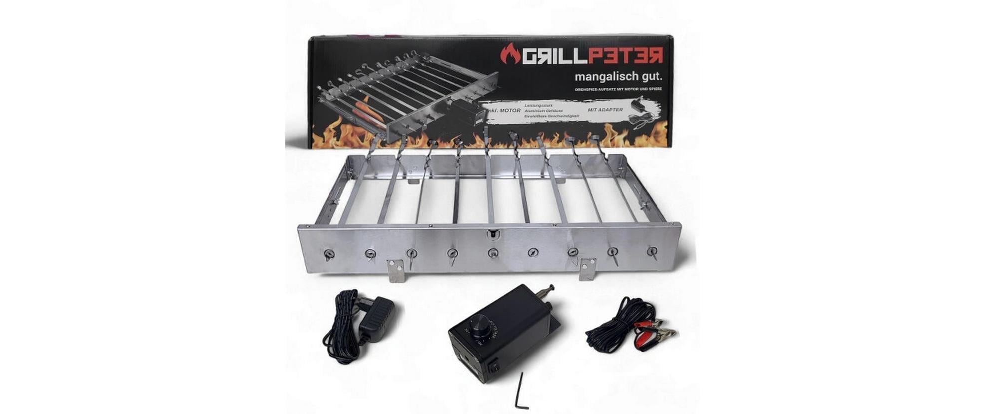 Grillpeter Drehspiessaufsatz 62 cm, Edelstahl, für Holzkohle