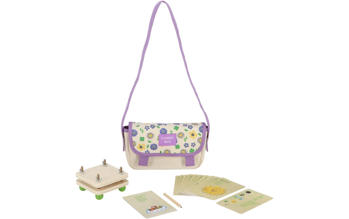 Esschert Design Entdeckertasche – 23 × 12,8 × 7,5 cm – violett/weiss – Stoff – Blumen