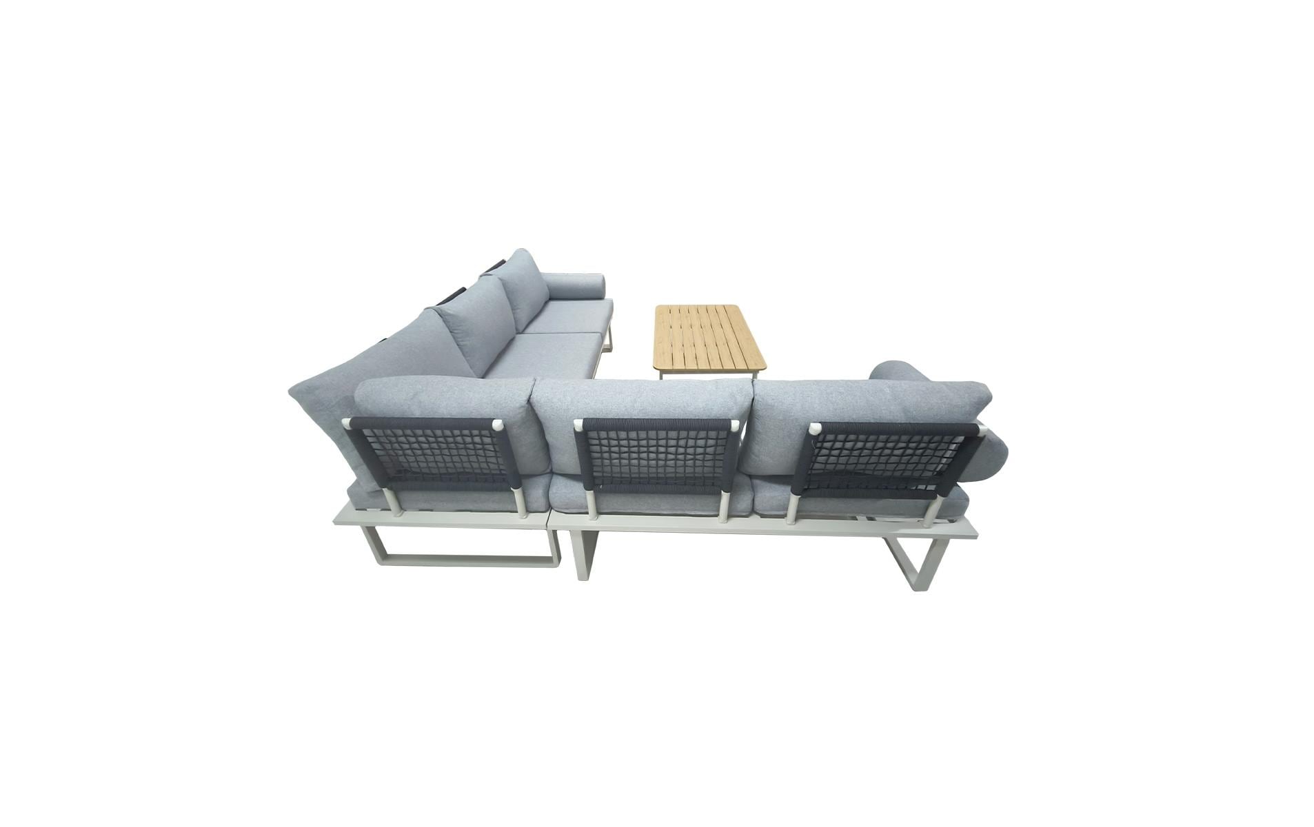 Nordicated Lounge-Set HERA – Aluminium & Polyester – beige/grau – mit 5 Sitzplätzen