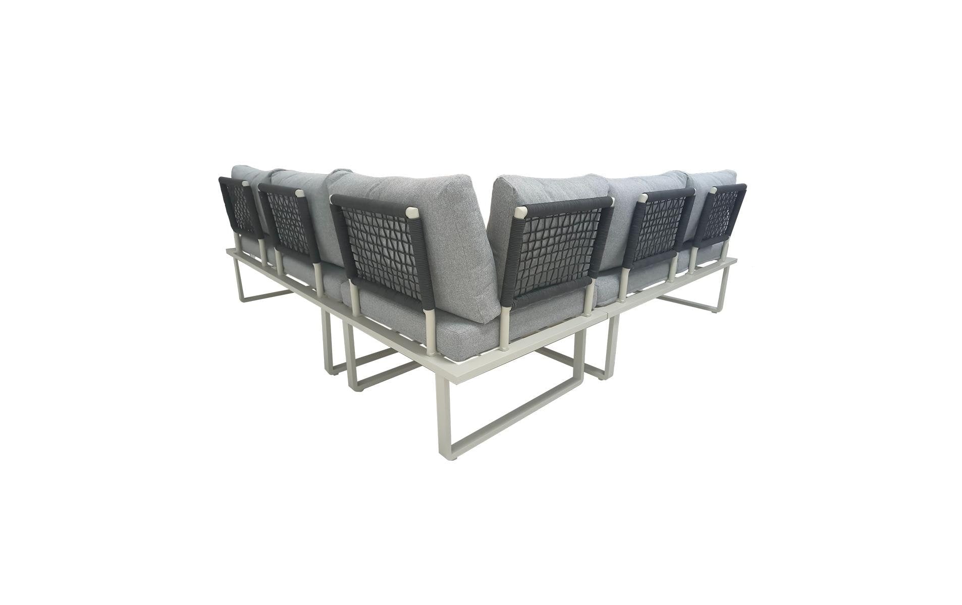 Nordicated Lounge-Set HERA – Aluminium & Polyester – beige/grau – mit 5 Sitzplätzen