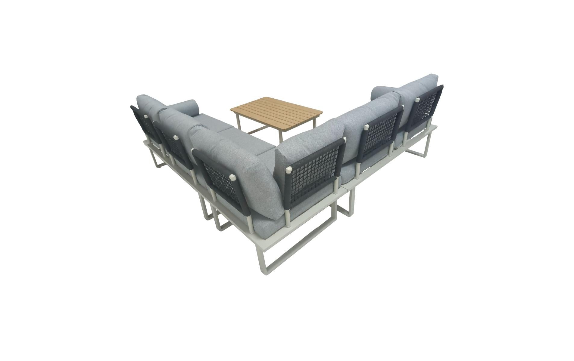 Nordicated Lounge-Set HERA – Aluminium & Polyester – beige/grau – mit 5 Sitzplätzen