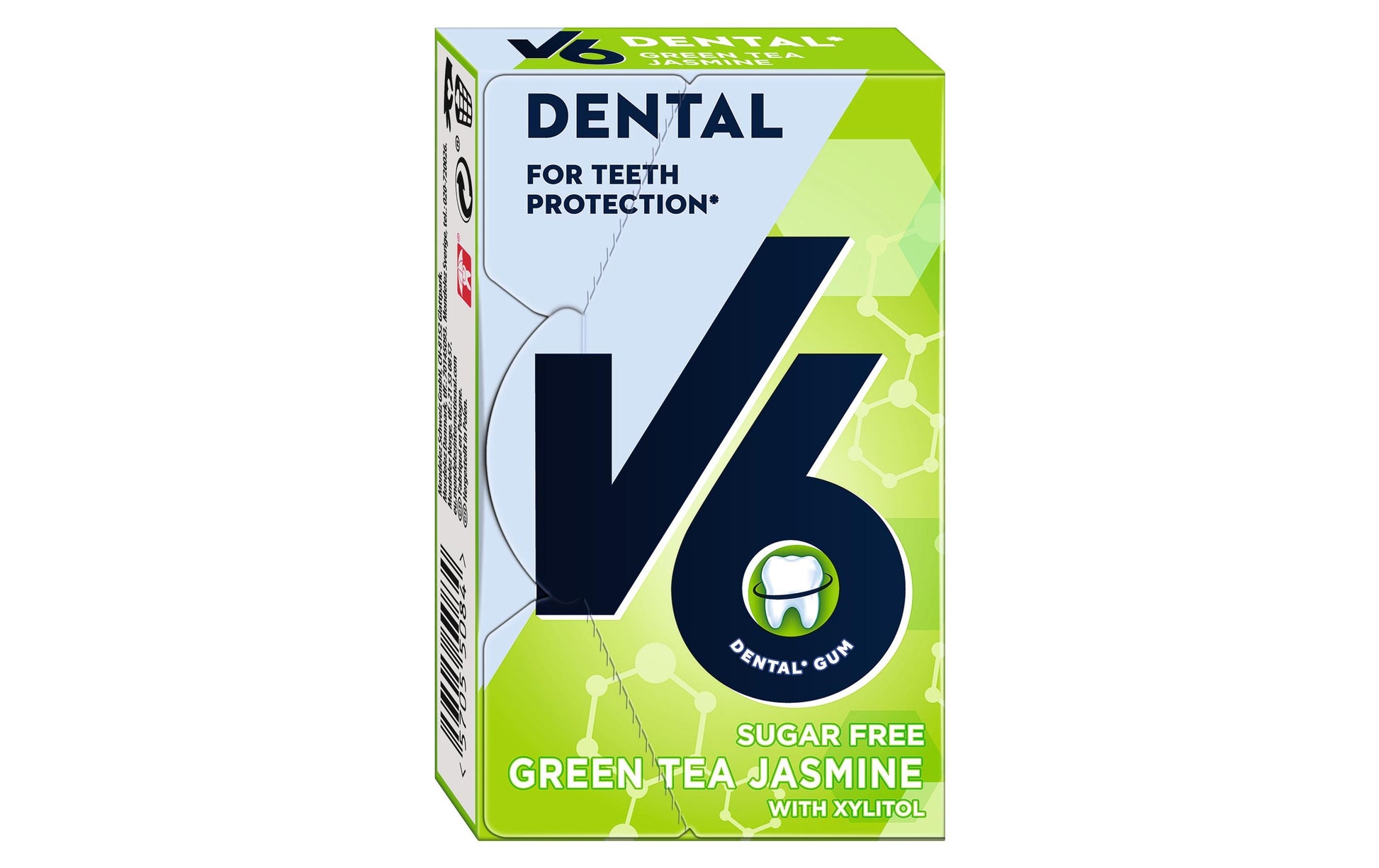V6 Dental Kaugummi – Grüntee & Jasmin, zuckerfrei – 24 g