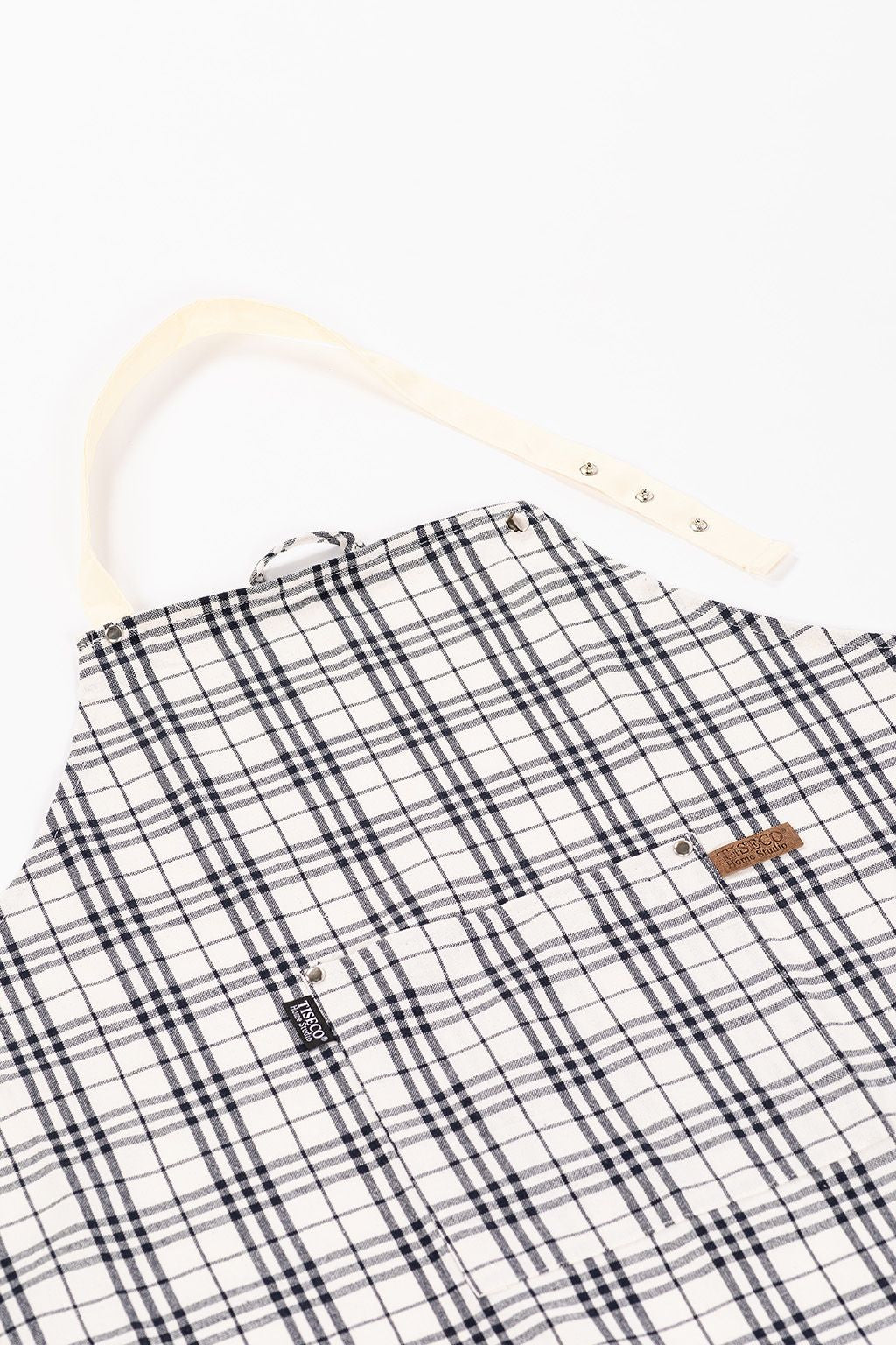 Tiseco Schürze Sherlock Checker – Baumwolle/Polyester, 68×85 cm, Schwarz/Weiss, 1 Stück