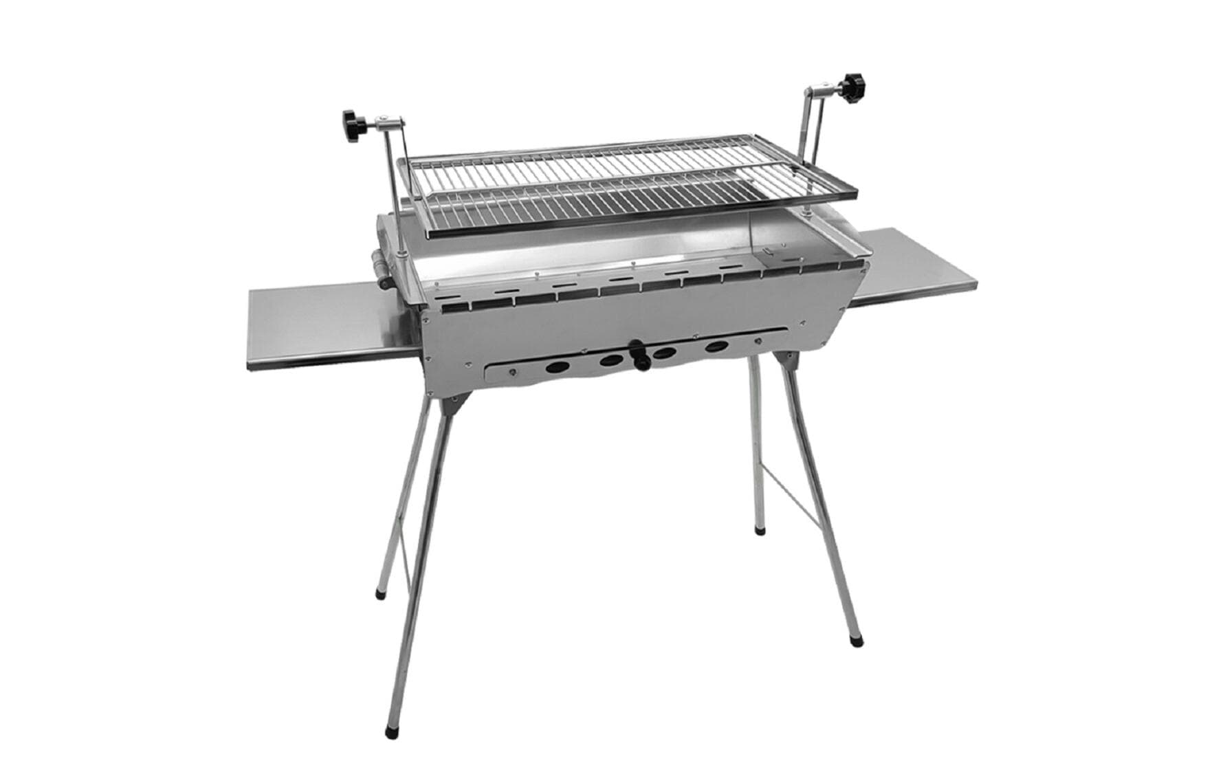 Grillpeter Holzkohlegrill Astana – 55 × 27 cm Grillfläche, höhenverstellbar, Seitenablage – Silber/Edelstahl