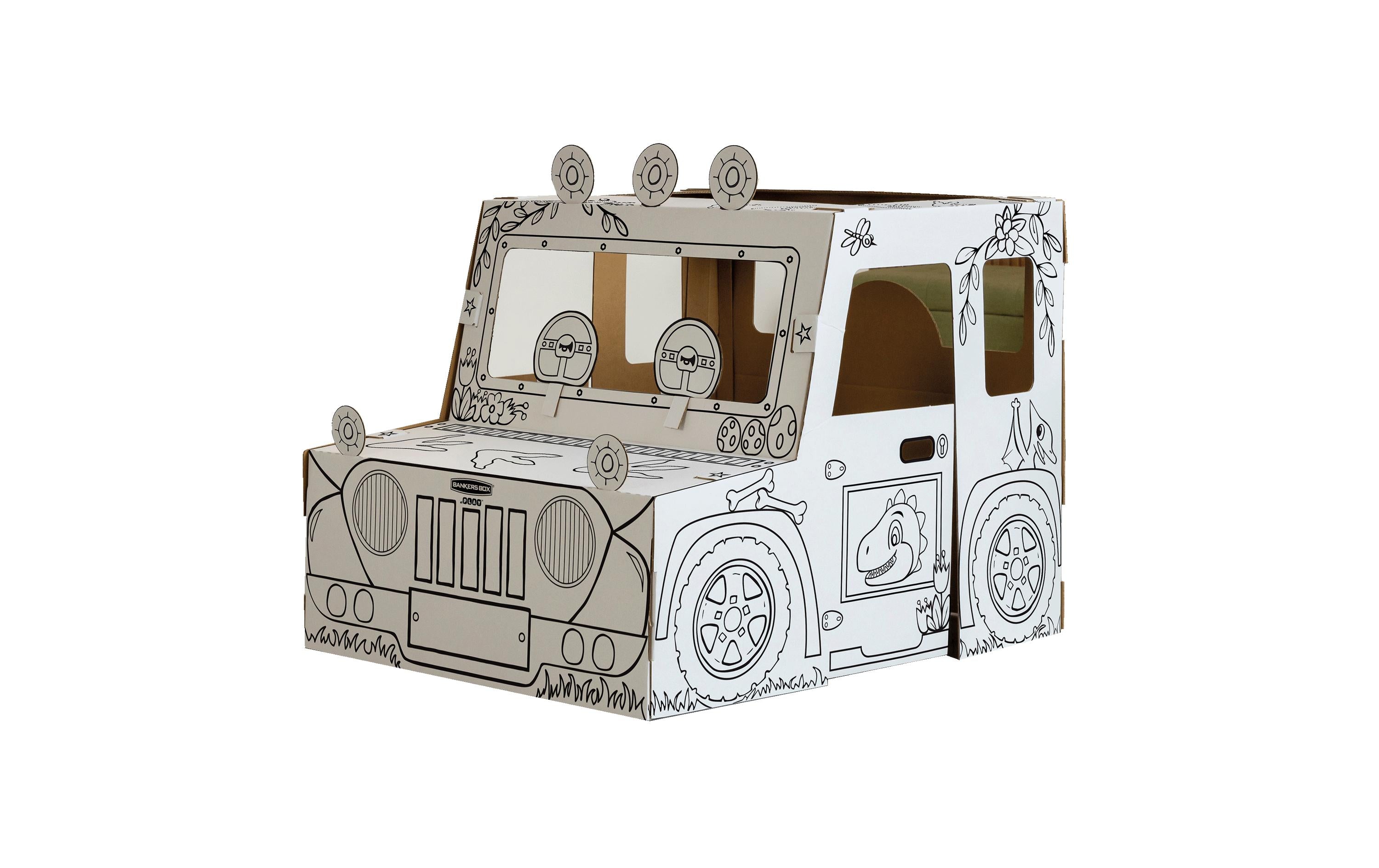 Fellowes Ausmal-Spielhaus DINO-TRUCK – 79,5 × 81,5 × 97,7 cm – Wellpappe