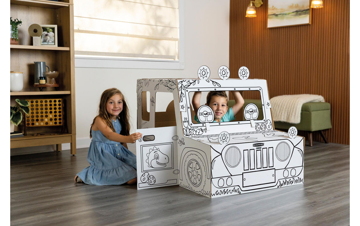 Fellowes Ausmal-Spielhaus DINO-TRUCK – 79,5 × 81,5 × 97,7 cm – Wellpappe