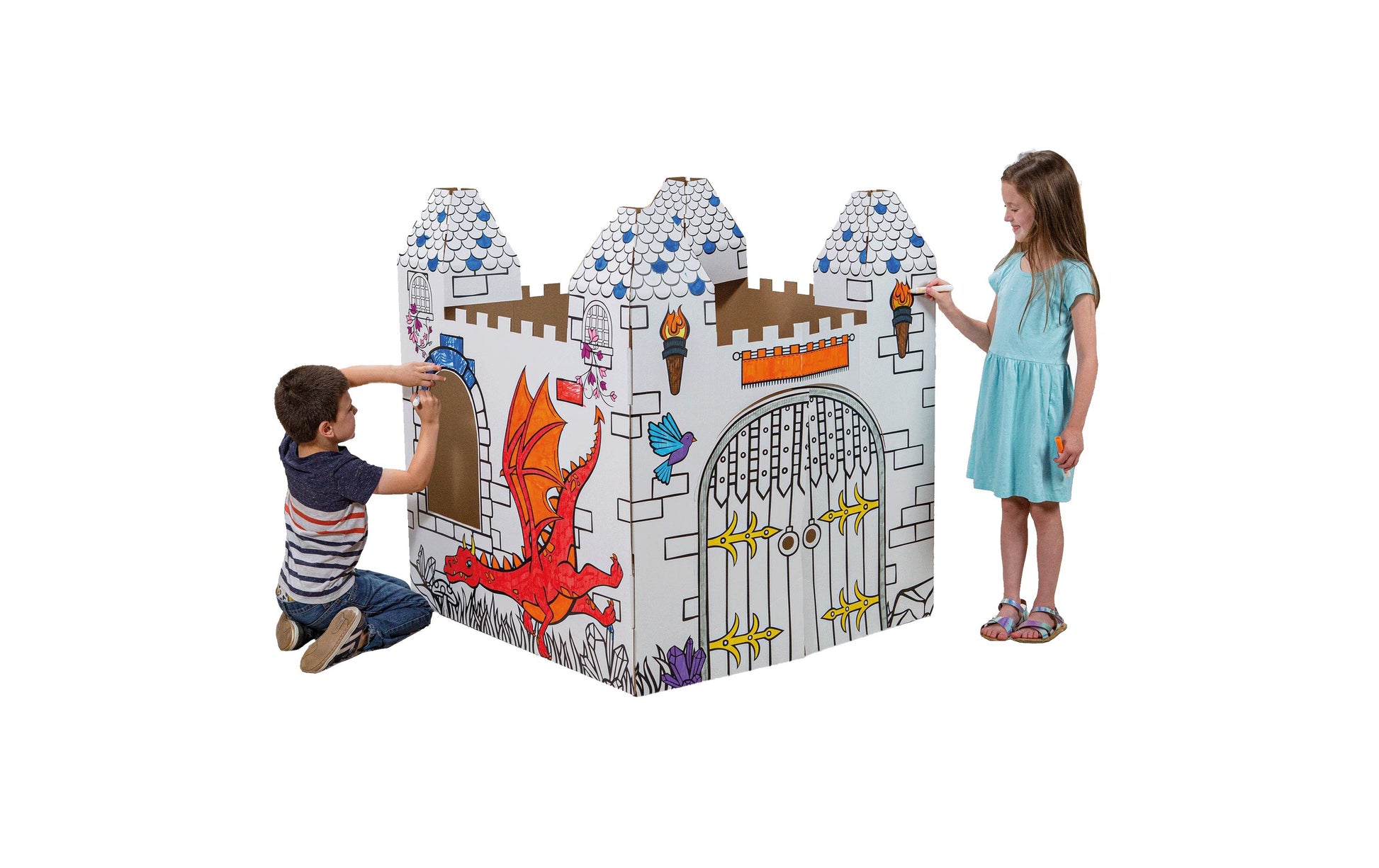 Fellowes Ausmal-Spielhaus BURG – 94,0 × 94,0 × 108,8 cm