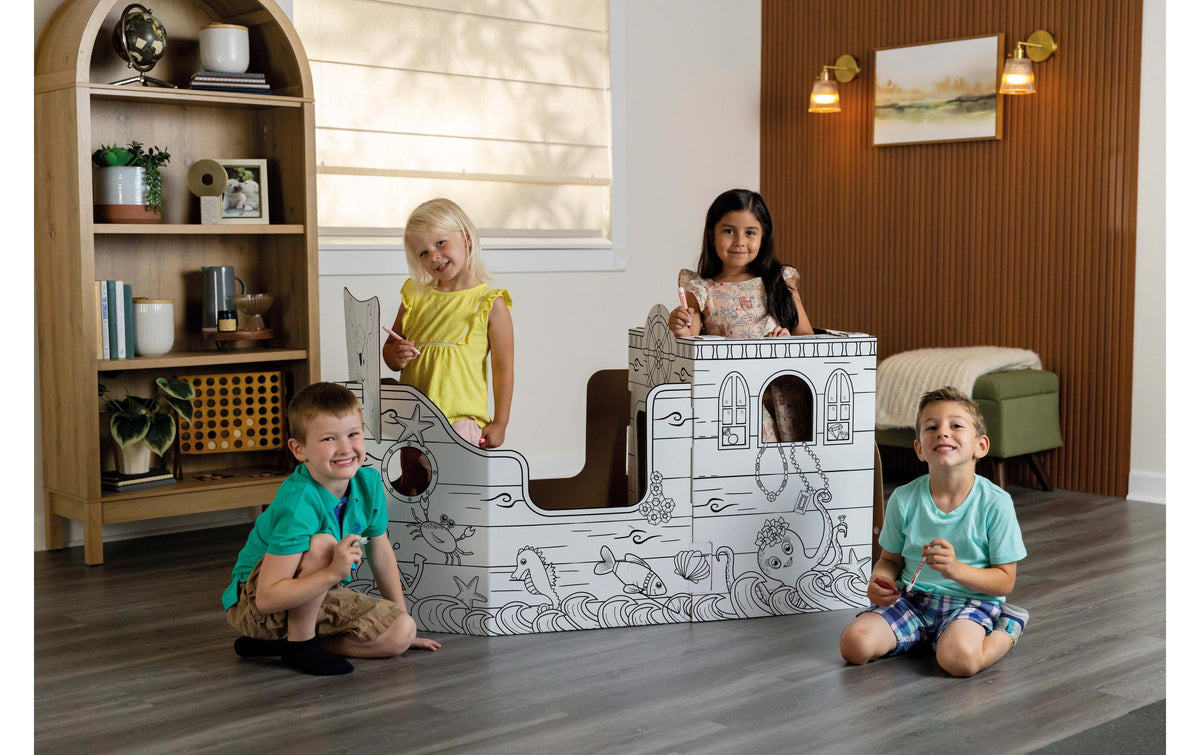 Fellowes Ausmal-Spielhaus Piratenschiff – 50,5 × 79 × 135 cm – ab 3 Jahren – Karton – FSC