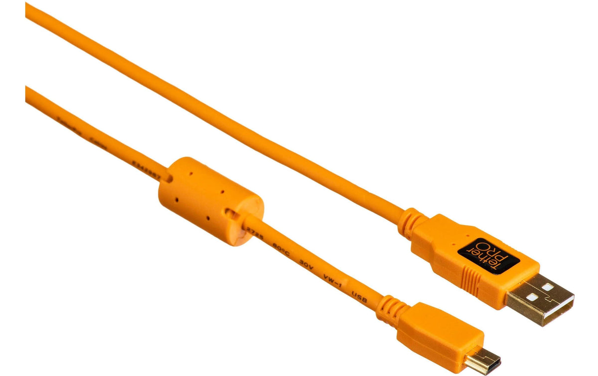 Tether Tools USB-Kabel – USB-A auf Mini-USB-B – USB 2.0 (480 Mbit/s) – 0,3 m – Orange