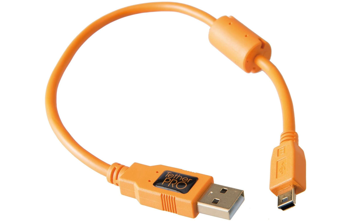 Tether Tools USB-Kabel – USB-A auf Mini-USB-B – USB 2.0 (480 Mbit/s) – 0,3 m – Orange
