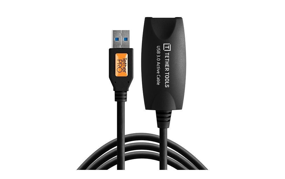 Tether Tools USB-Verlängerungskabel (Stecker auf Buchse) – USB 3.2 Gen 1 (5 Gbit/s) – 5 m – Aktiv – Schwarz