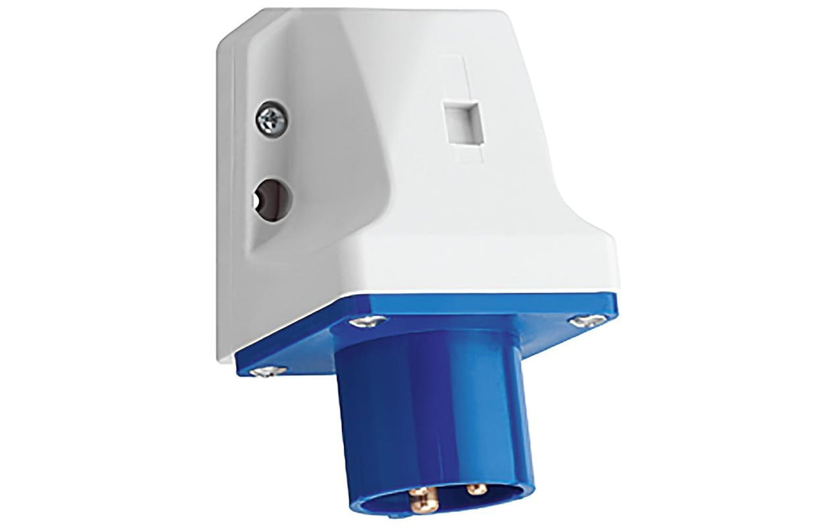 Steffen Adapterkabel, CEE 16-3 zu IEC60309 16 A, IP44, Montagestecker, einseitig gewinkelt – Blau/Grau