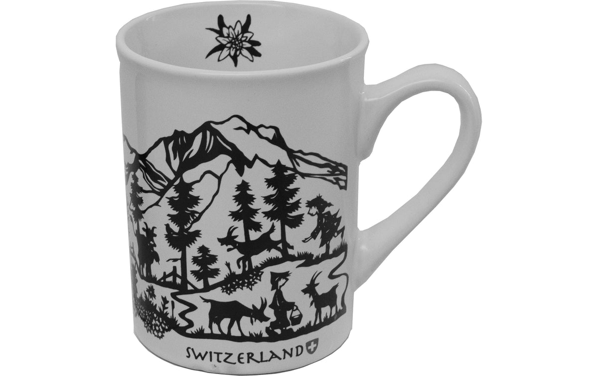 Creanorm Scherenschnitt Tasse – 350 ml, Keramik, Weiss, spülmaschinenfest