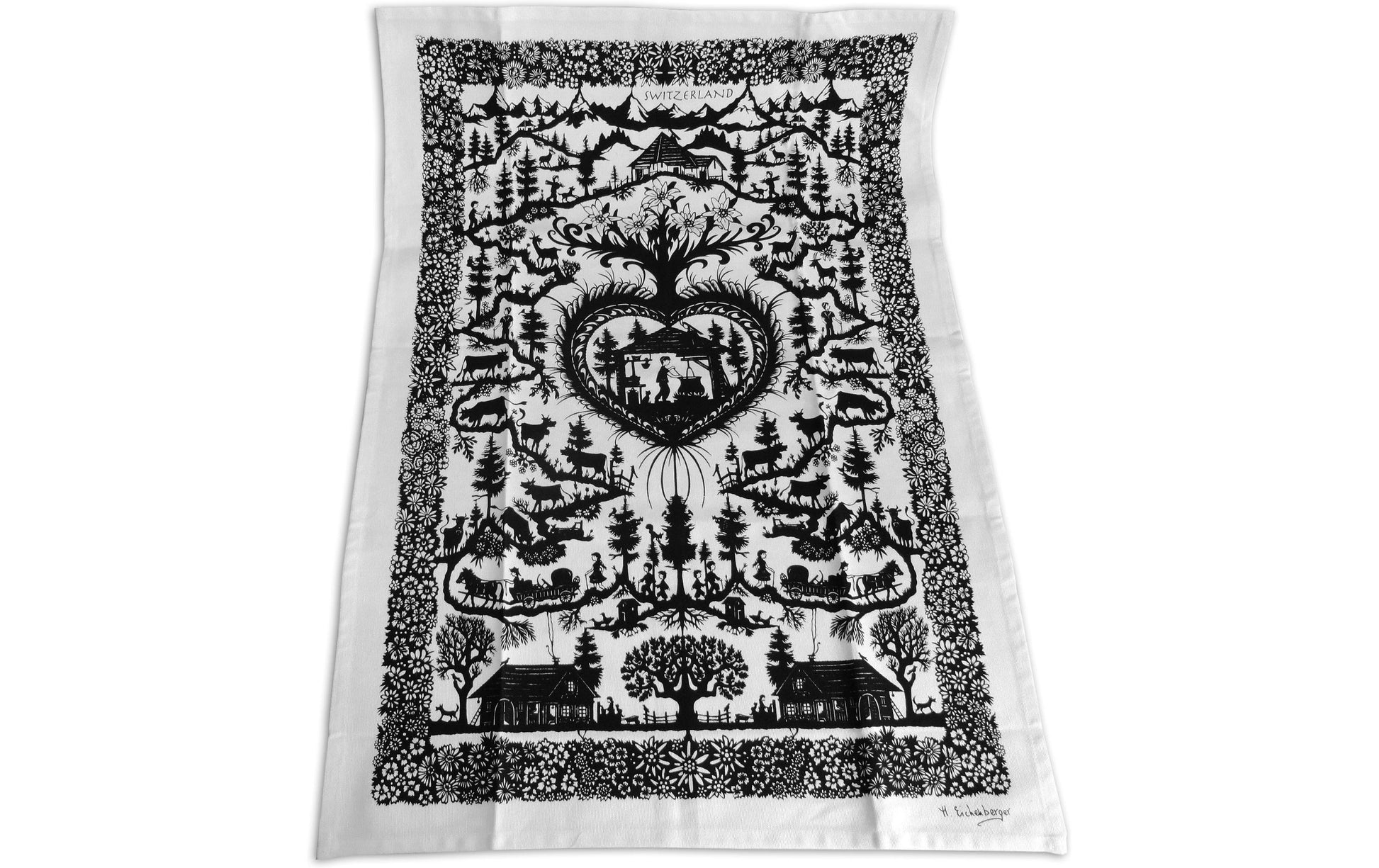 Creanorm Küchentuch 50 × 70 cm, Baumwolle, Schwarz/Weiss