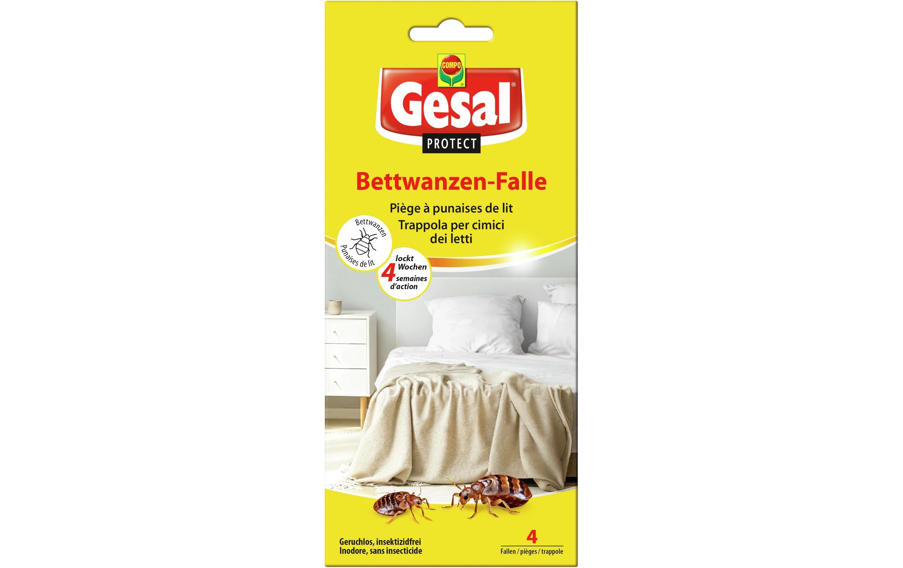 Gesal Insektenfalle – 11,7 × 26,1 cm – insektenizidfrei – 4 Stk. – für Ungeziefer