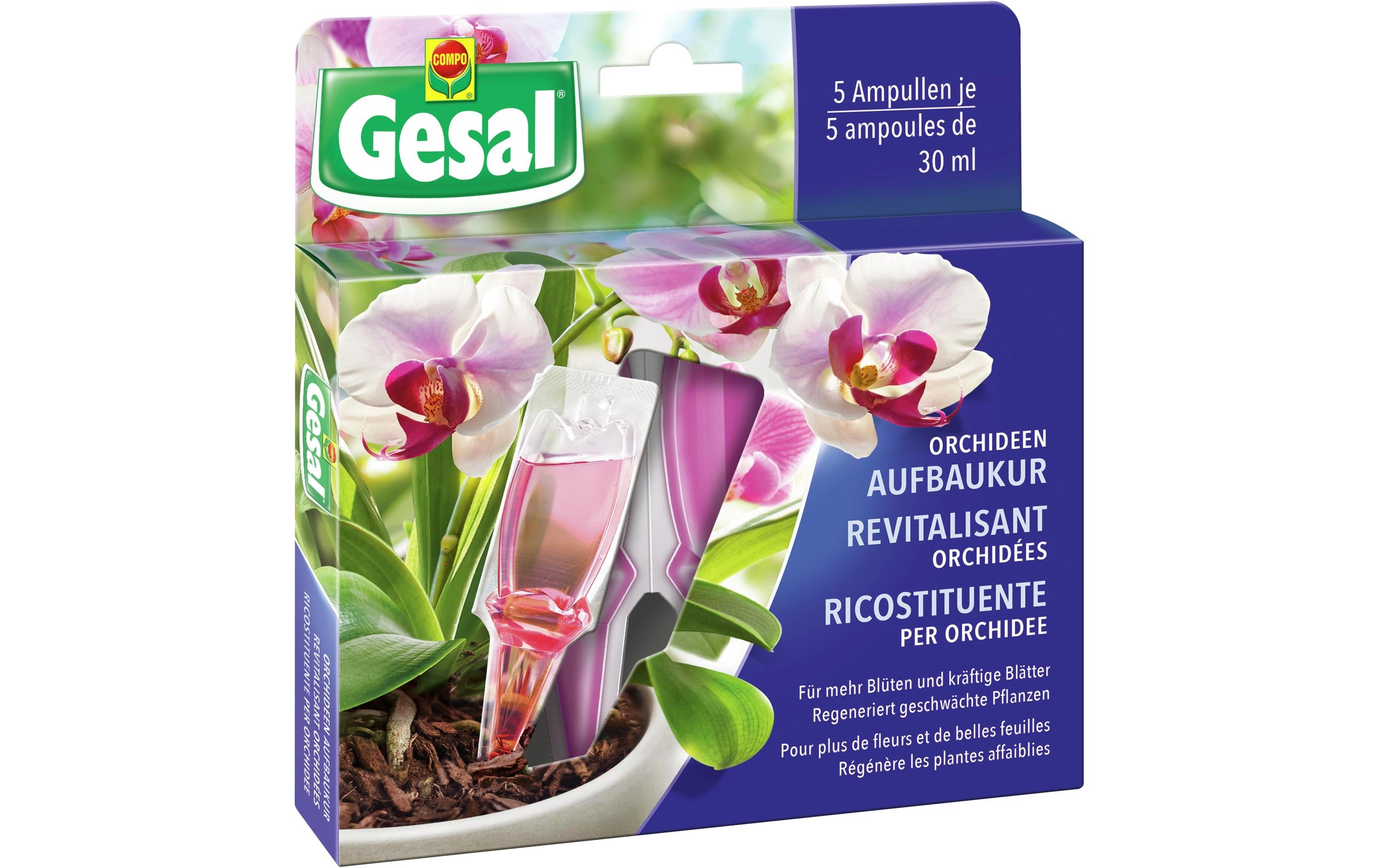 Gesal Orchideen-Aufbaukur, anwendungsfertig, flüssig – 5 × 30 ml