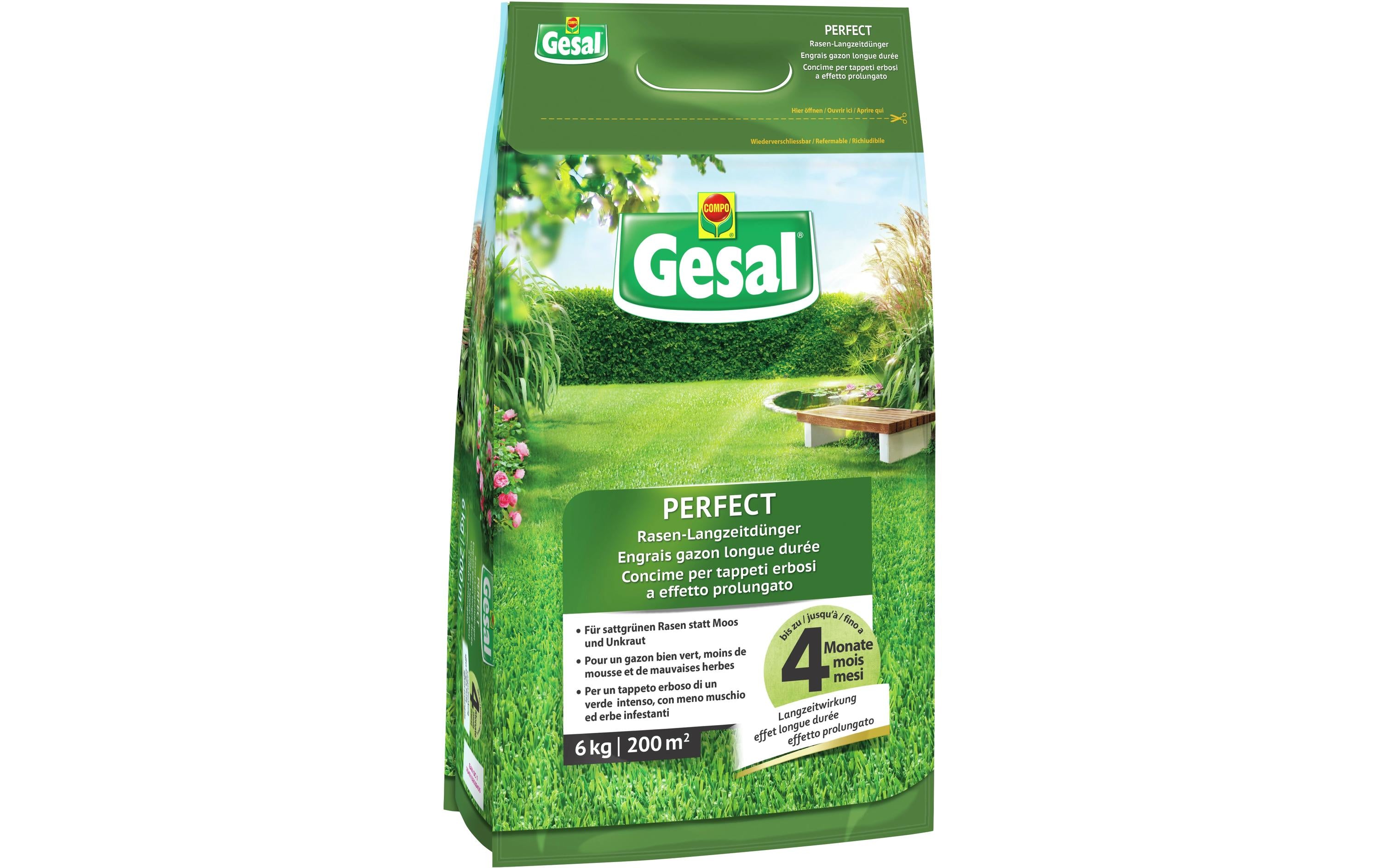 Gesal Rasendünger Langzeitdünger, PERFECT, Granulat – 6 kg