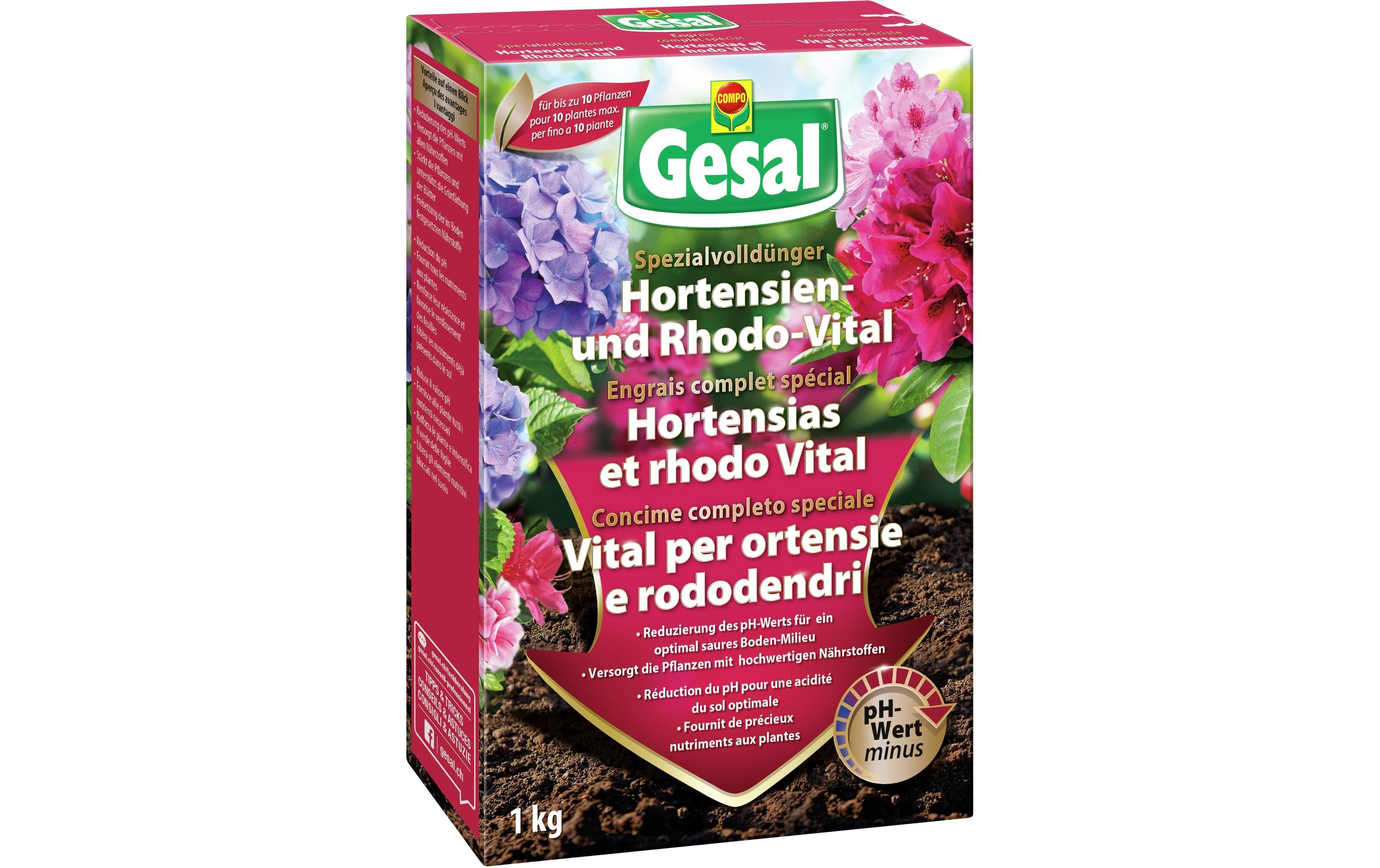 Gesal Dünger – 1 kg – für Moorbeetpflanzen, Rhododendron, Hortensien