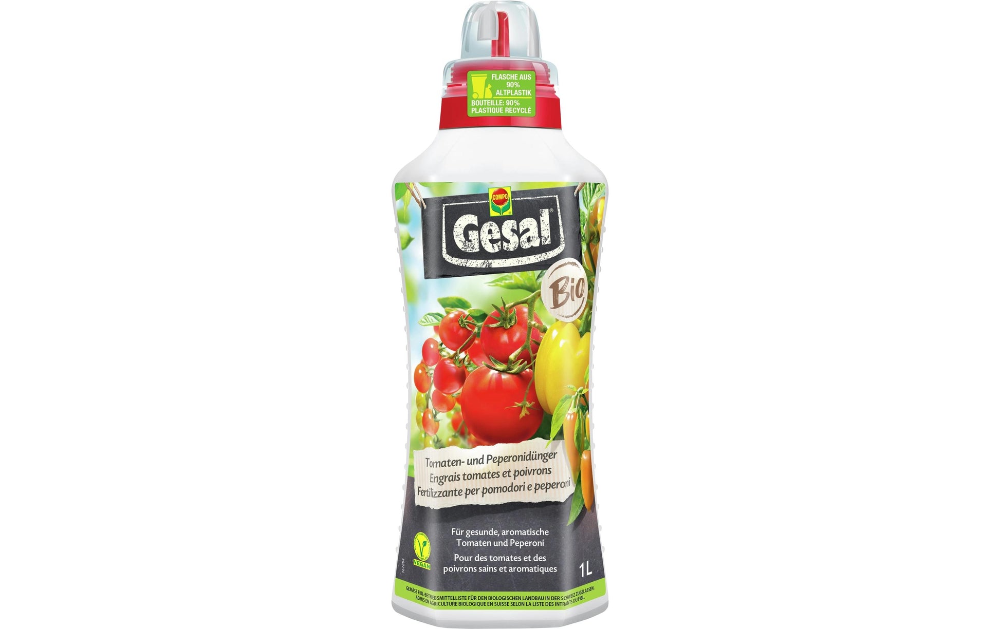 Gesal Dünger Tomaten- und Peperonidünger, 1 l, Flüssig (Konzentrat), Bio – für Gemüse, Tomaten, Kräuter