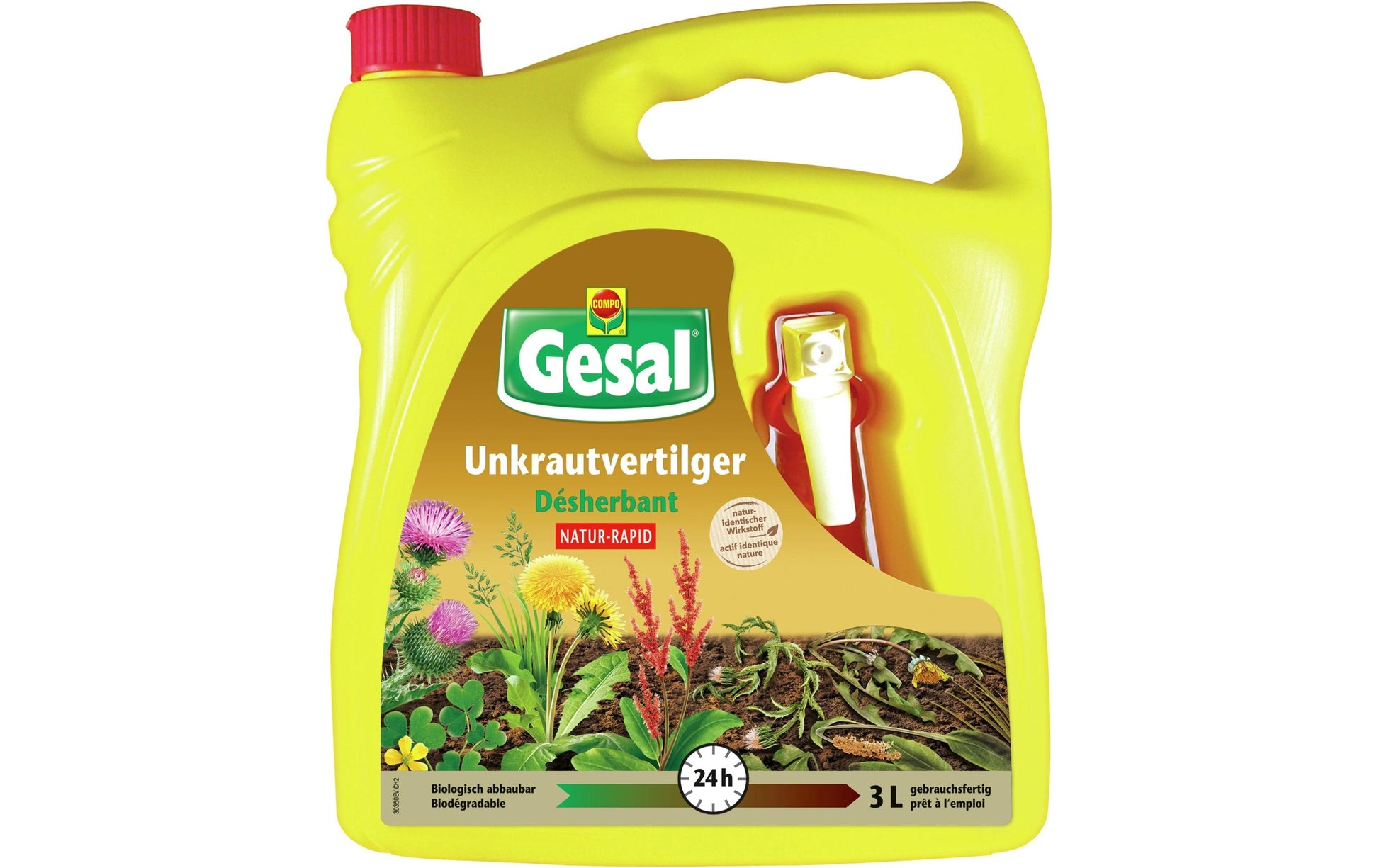 Gesal NATUR-RAPID Unkrautvernichter – 3000 ml – Konzentrat – für Unkraut