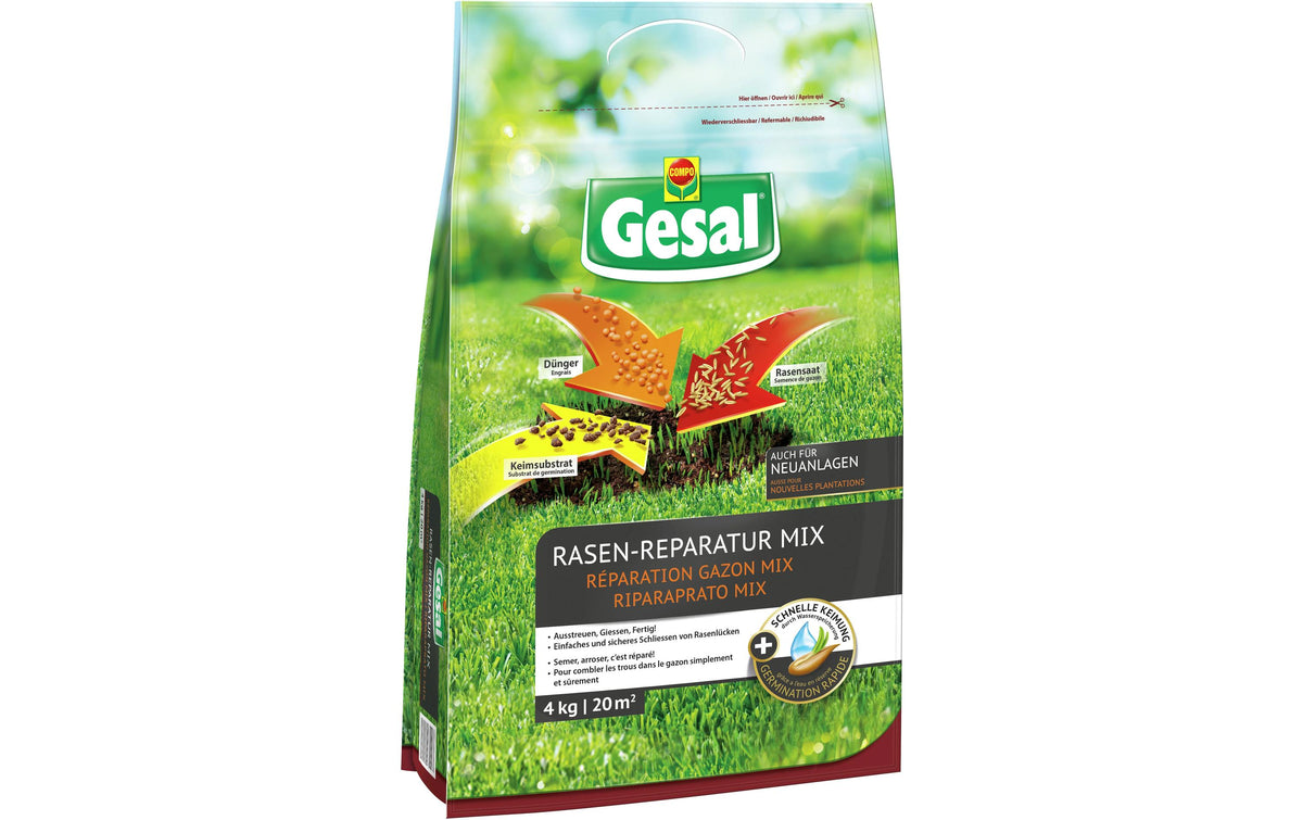 Gesal Rasen-Reparatur MIX – Kultursubstrat, Granulat, 4 kg, für Rasen