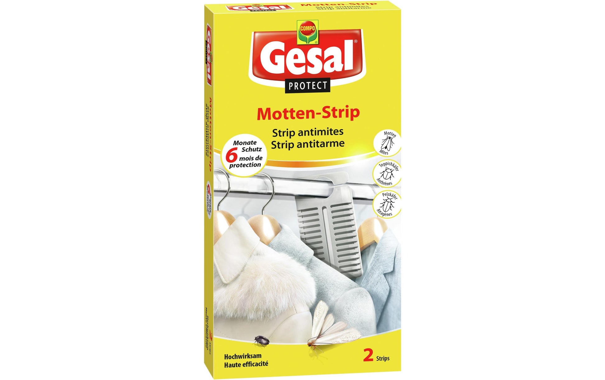 Gesal Protect Motten-Strip Insektenfalle – 9,5 × 19,5 cm – für Motten