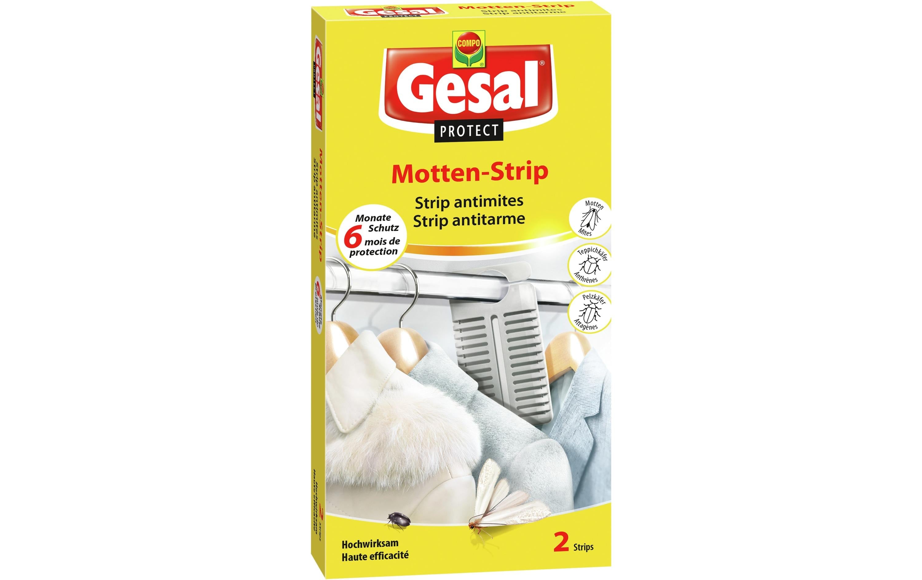 Gesal Protect Motten-Strip Insektenfalle – 9,5 × 19,5 cm – für Motten