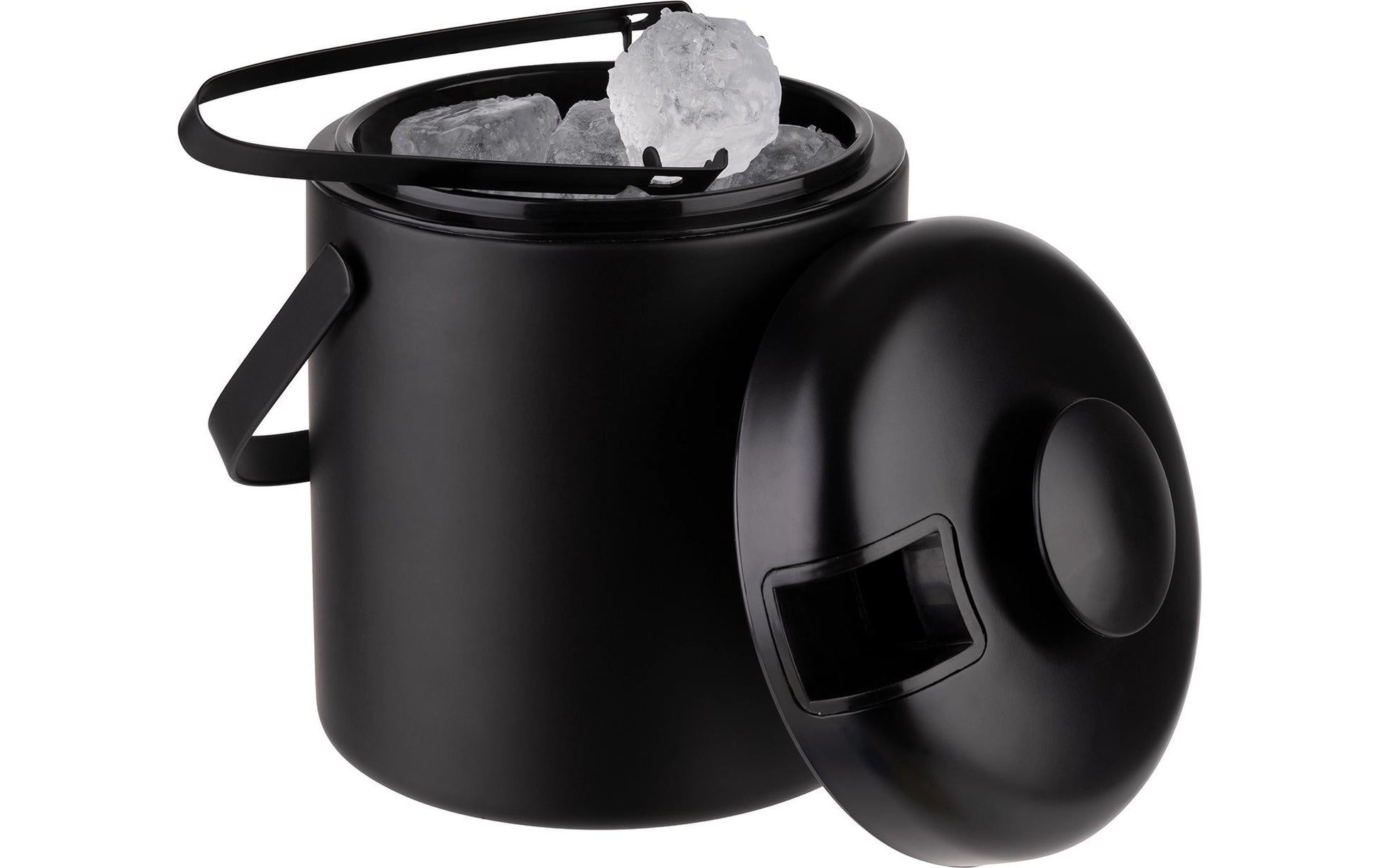 APS Eiswürfelbehälter POLAR – Ø 14 × 22 cm, 1,3 l, Edelstahl/Kunststoff (PP), Schwarz