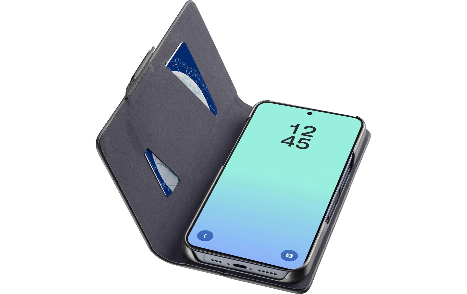Cellularline Book Case 3 Folio – für Samsung Galaxy S26, mit Kartenfach, PU, Schwarz, Magnetverschluss