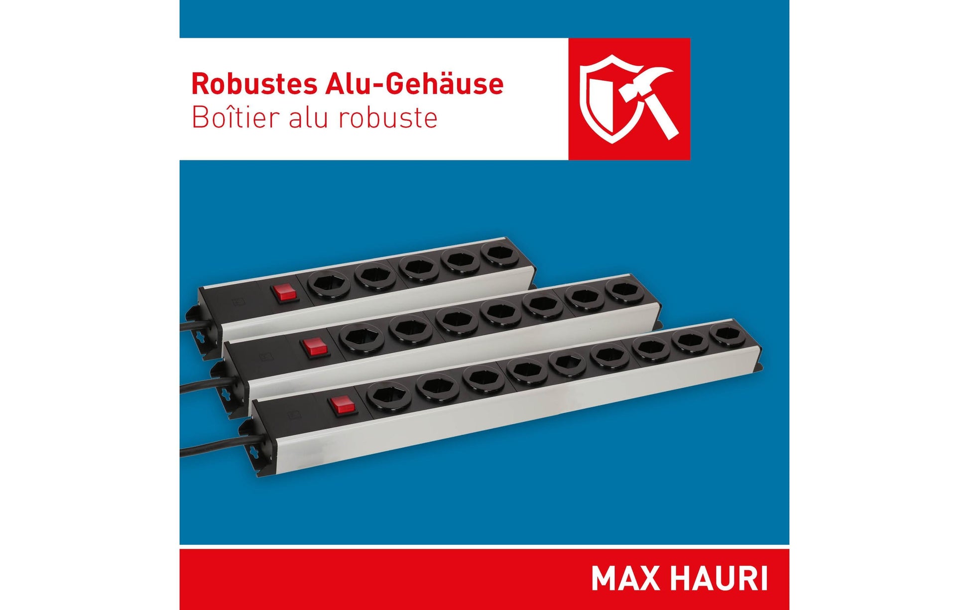 Max Hauri AG Max Hauri Power Line Steckdosenleiste – 5× T13, 1,5 m, mit Schalter, schwarz