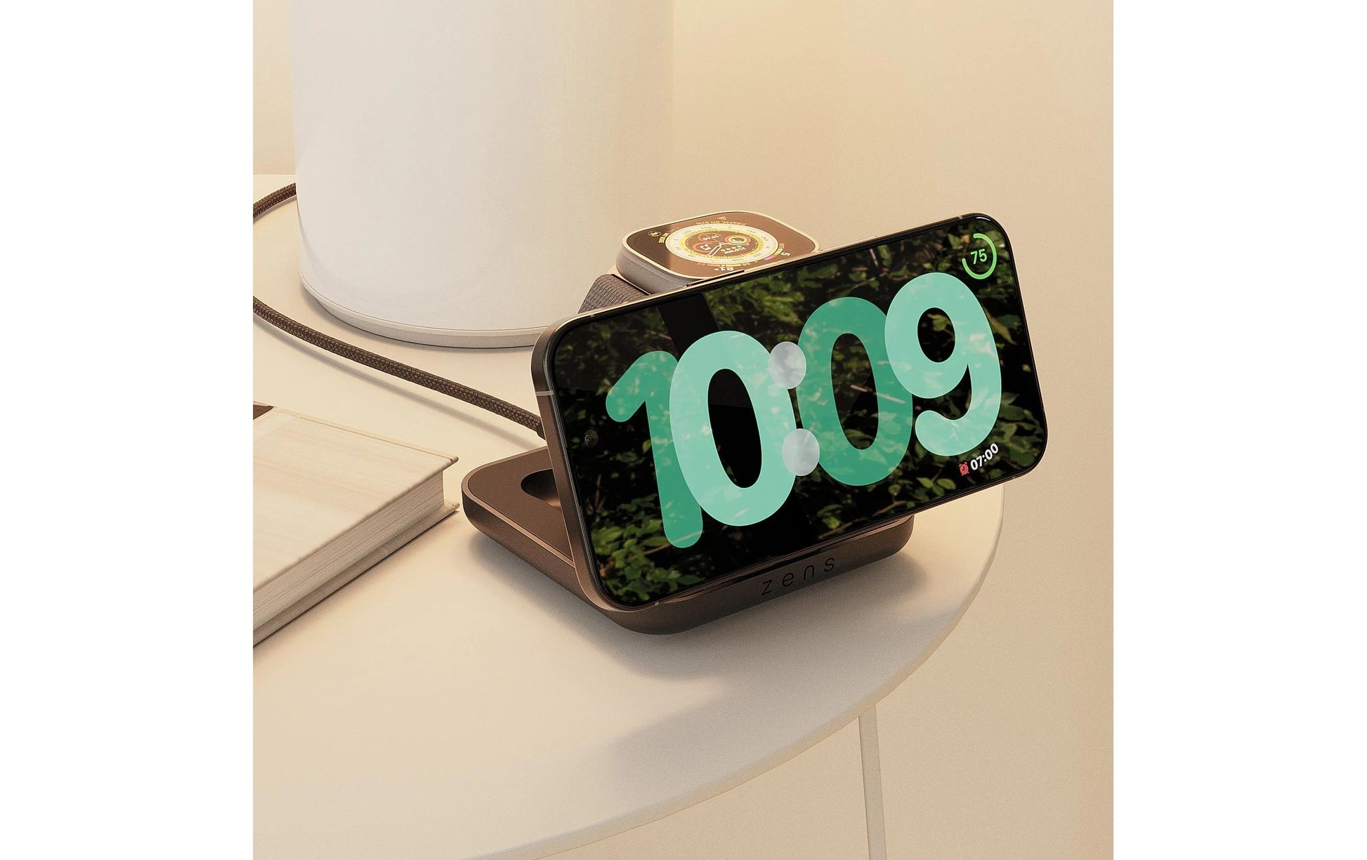 Zens Pro 2 2-in-1 Ladeständer – Qi2 – für Smartphone, Apple Watch – Schwarz