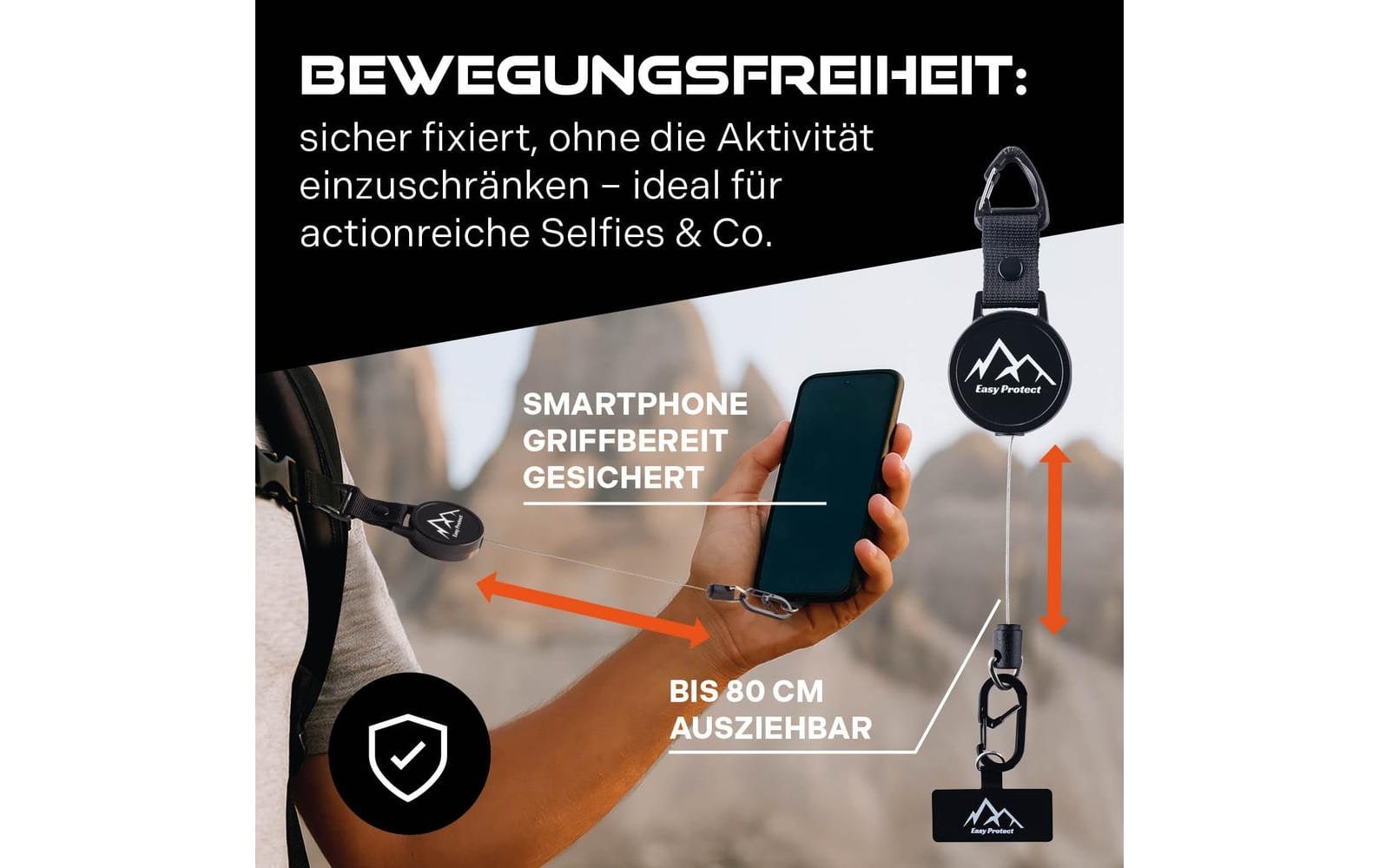 Peak protect Easy Protect – Smartphone-Trageband – Fallsicher – für Smartphones (Universal) – Schwarz