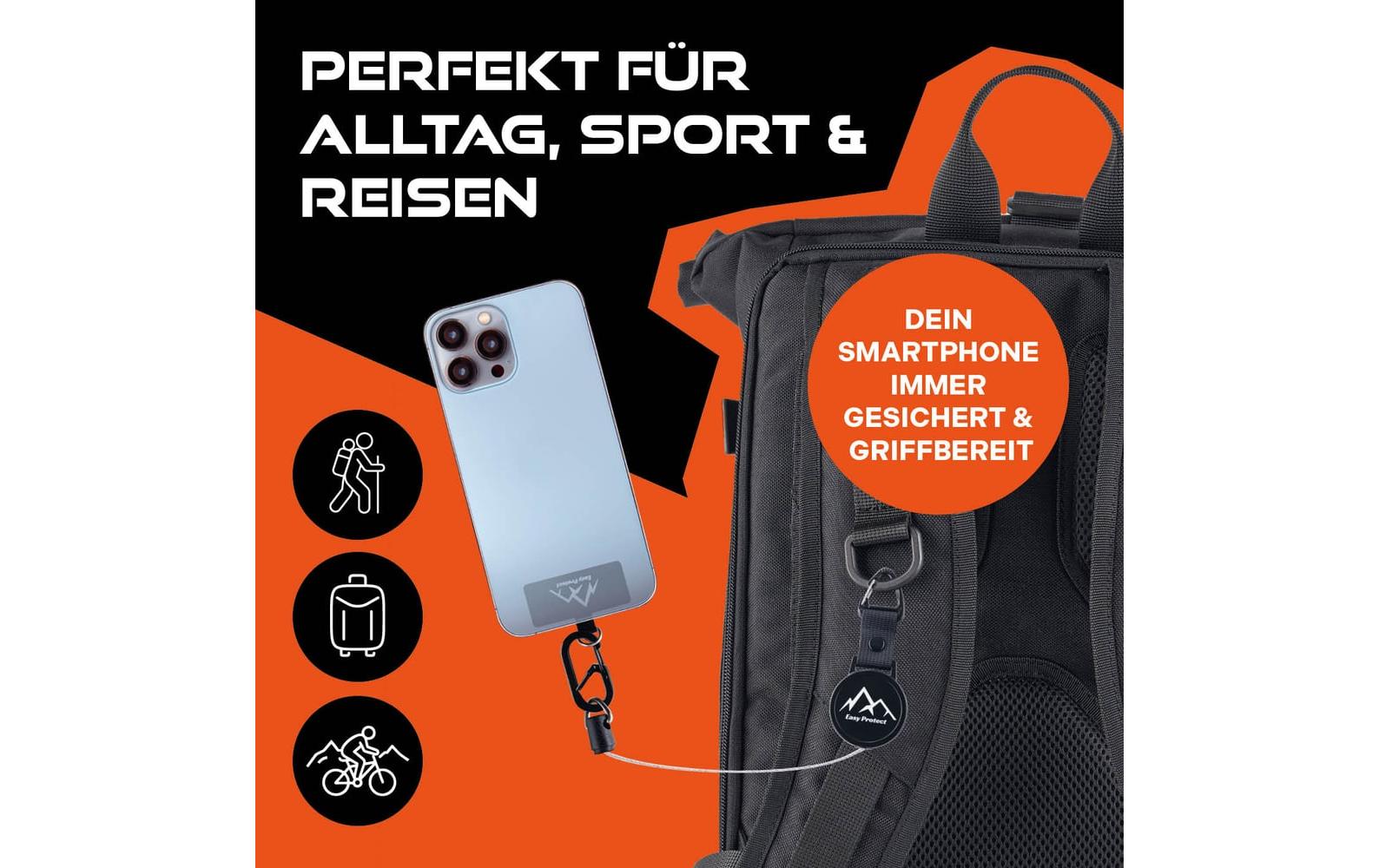Peak protect Easy Protect – Smartphone-Trageband – Fallsicher – für Smartphones (Universal) – Schwarz