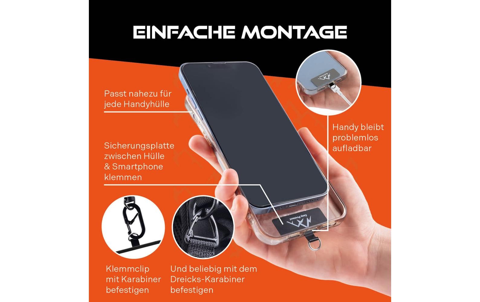 Peak protect Easy Protect – Smartphone-Trageband – Fallsicher – für Smartphones (Universal) – Schwarz