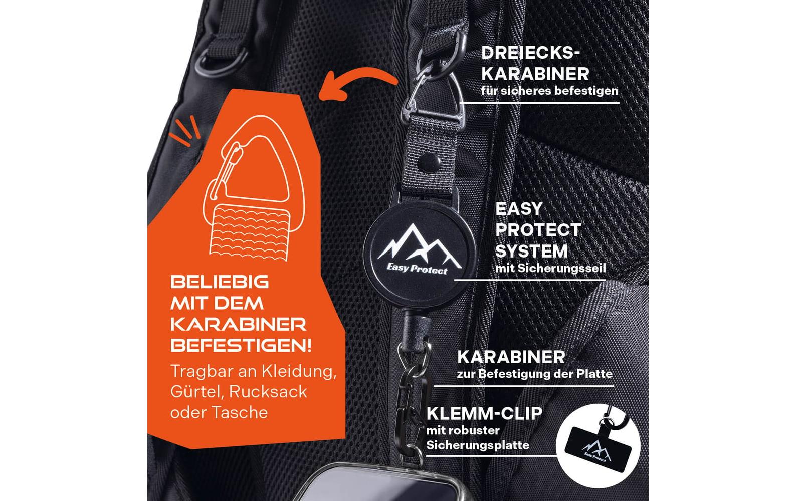 Peak protect Easy Protect – Smartphone-Trageband – Fallsicher – für Smartphones (Universal) – Schwarz