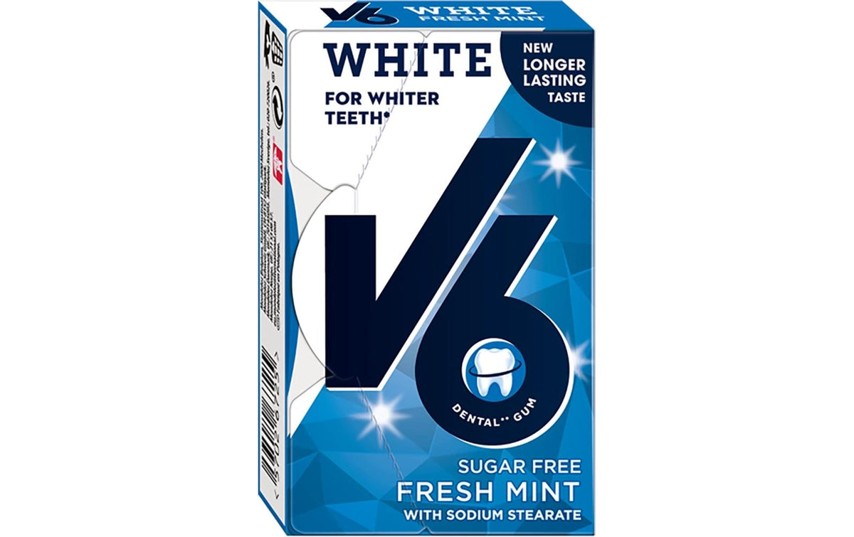 V6 Kaugummi – Pfefferminz, zuckerfrei – 24 g