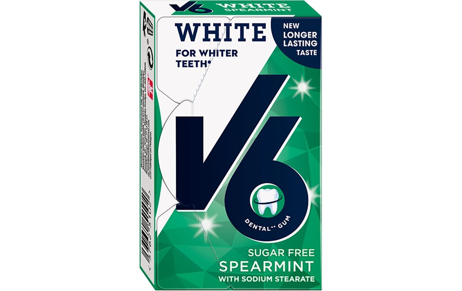V6 Kaugummi – White Spearmint, zuckerfrei – 24 g