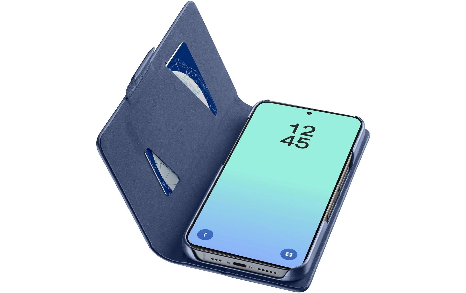 Cellularline Book Case 3 Folio – für Samsung Galaxy S26, mit Kartenfach, PU, Blau, Magnetverschluss