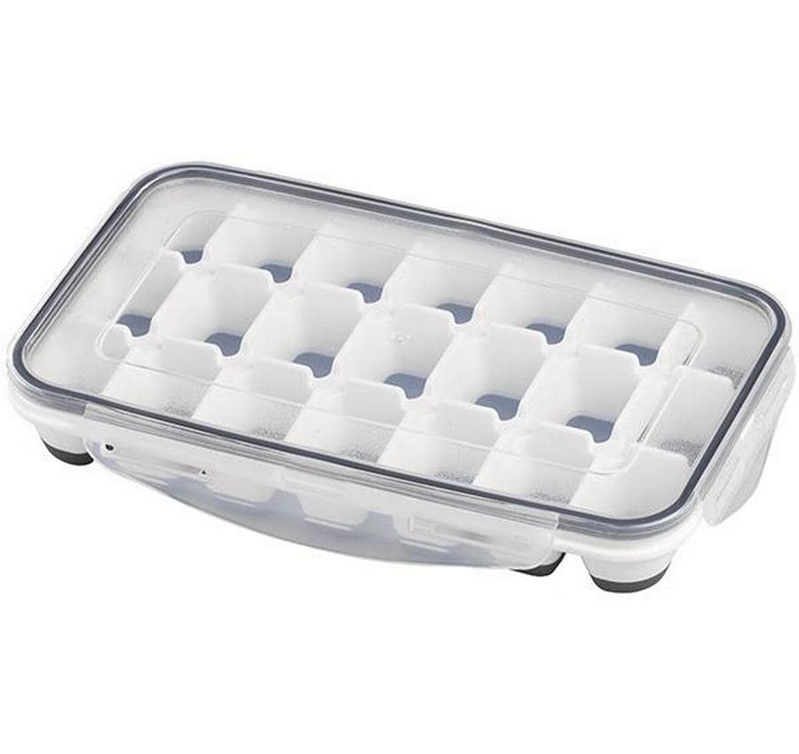 APS – Eiswürfelform mit Deckel, 15 × 25 × 4 cm, Polypropylen (PP), transparent/grau/weiss